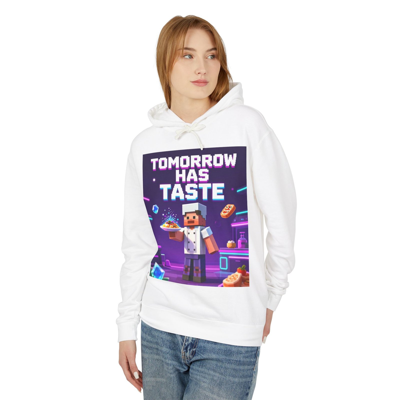 Tomorrow Has Taste Hoodie — Retro Pixel Chef Gaming Sweatshirt - Image 7