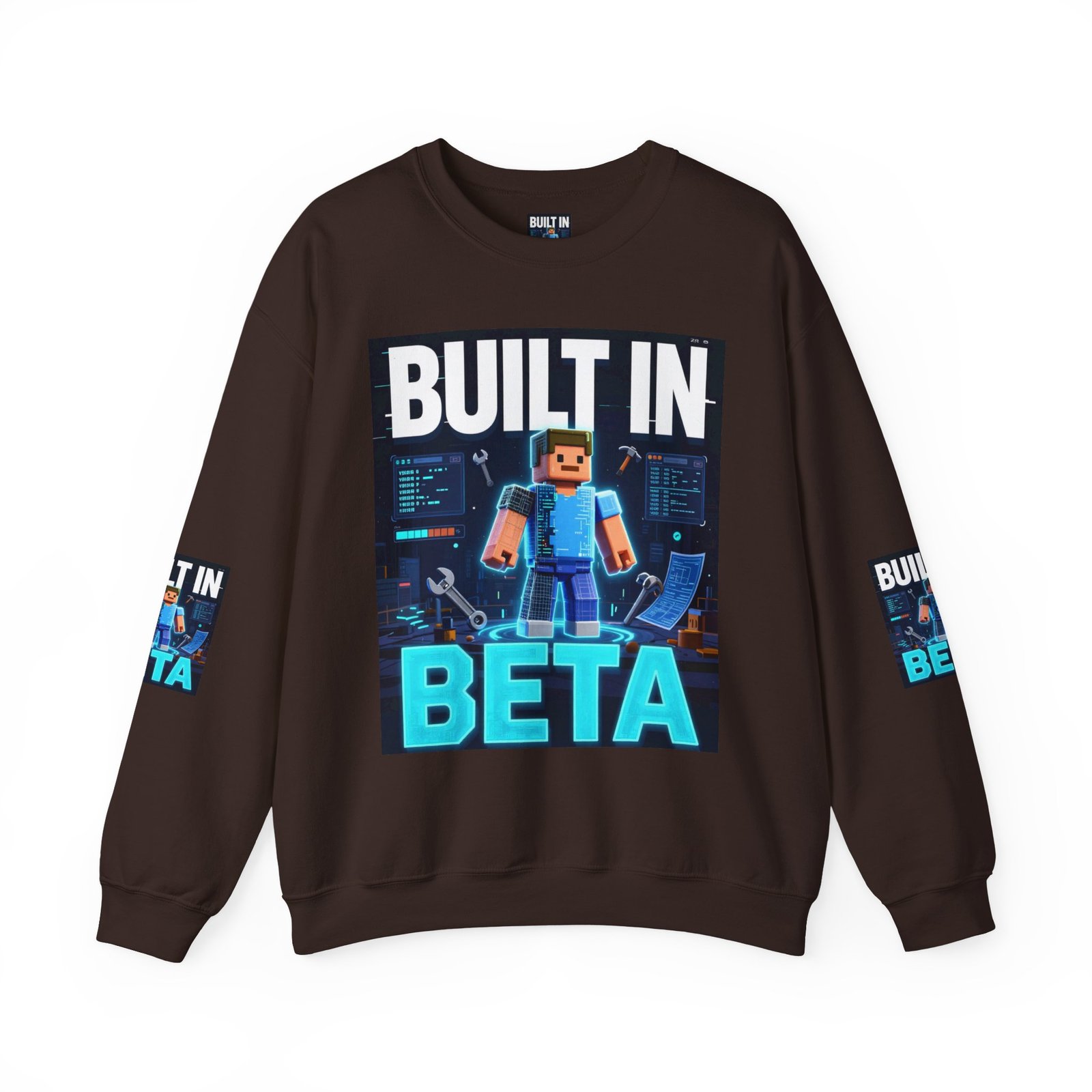 Built In Beta Crewneck Sweatshirt — Gamer Pixel Character Graphic - Image 25