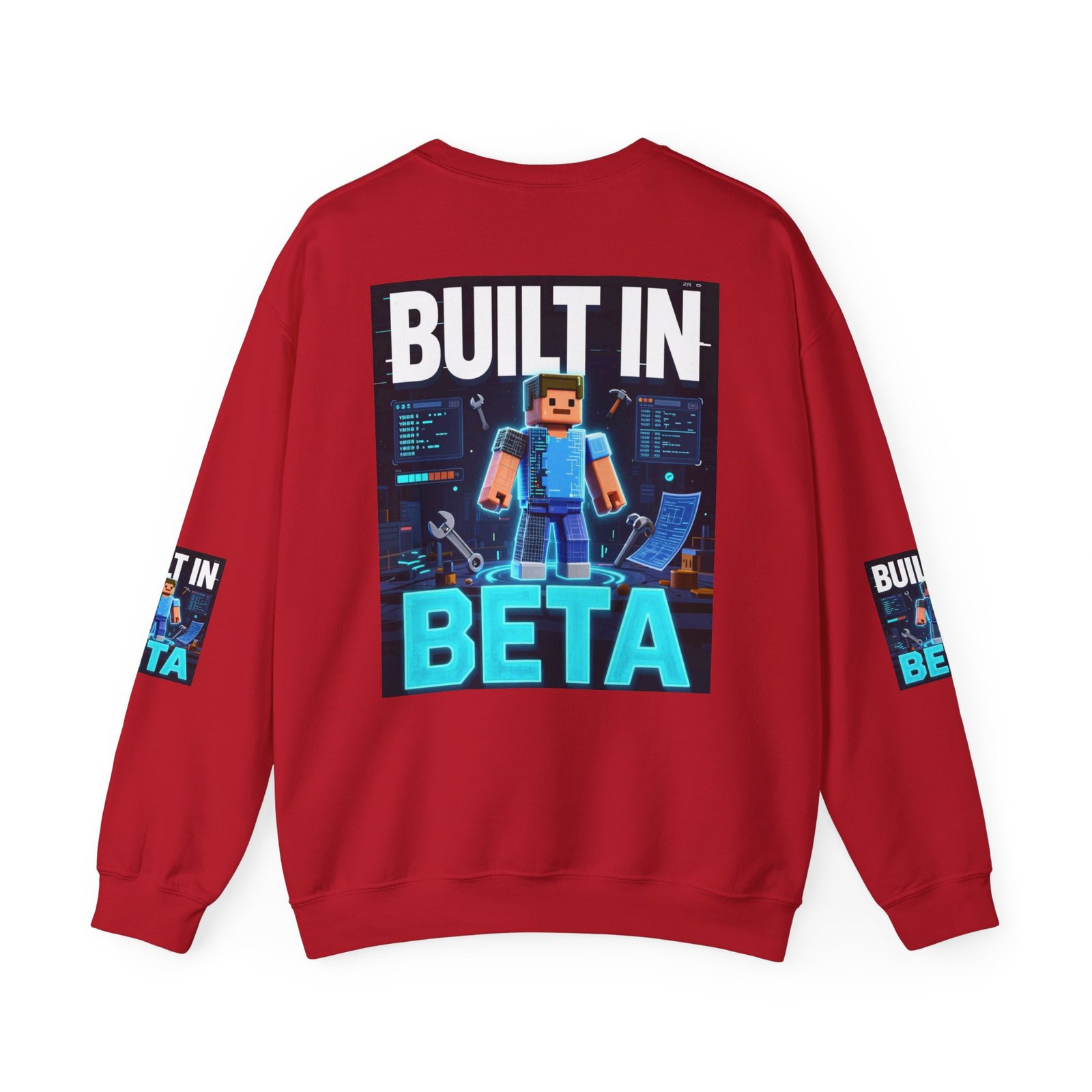 Built In Beta Crewneck Sweatshirt — Gamer Pixel Character Graphic - Image 54