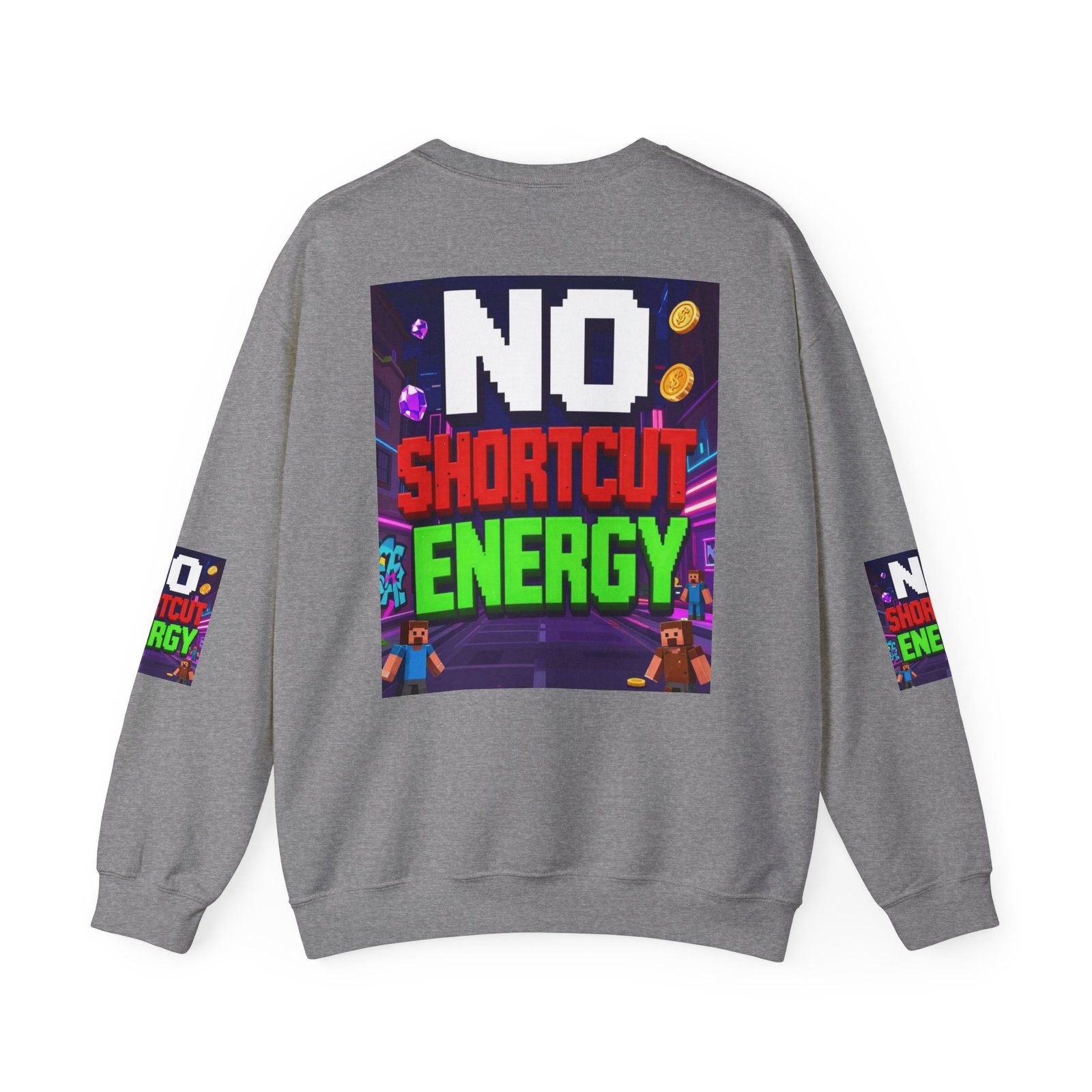 Crewneck Sweatshirt — "NO Shortcut Energy" Retro Gamer Graphic - Image 30