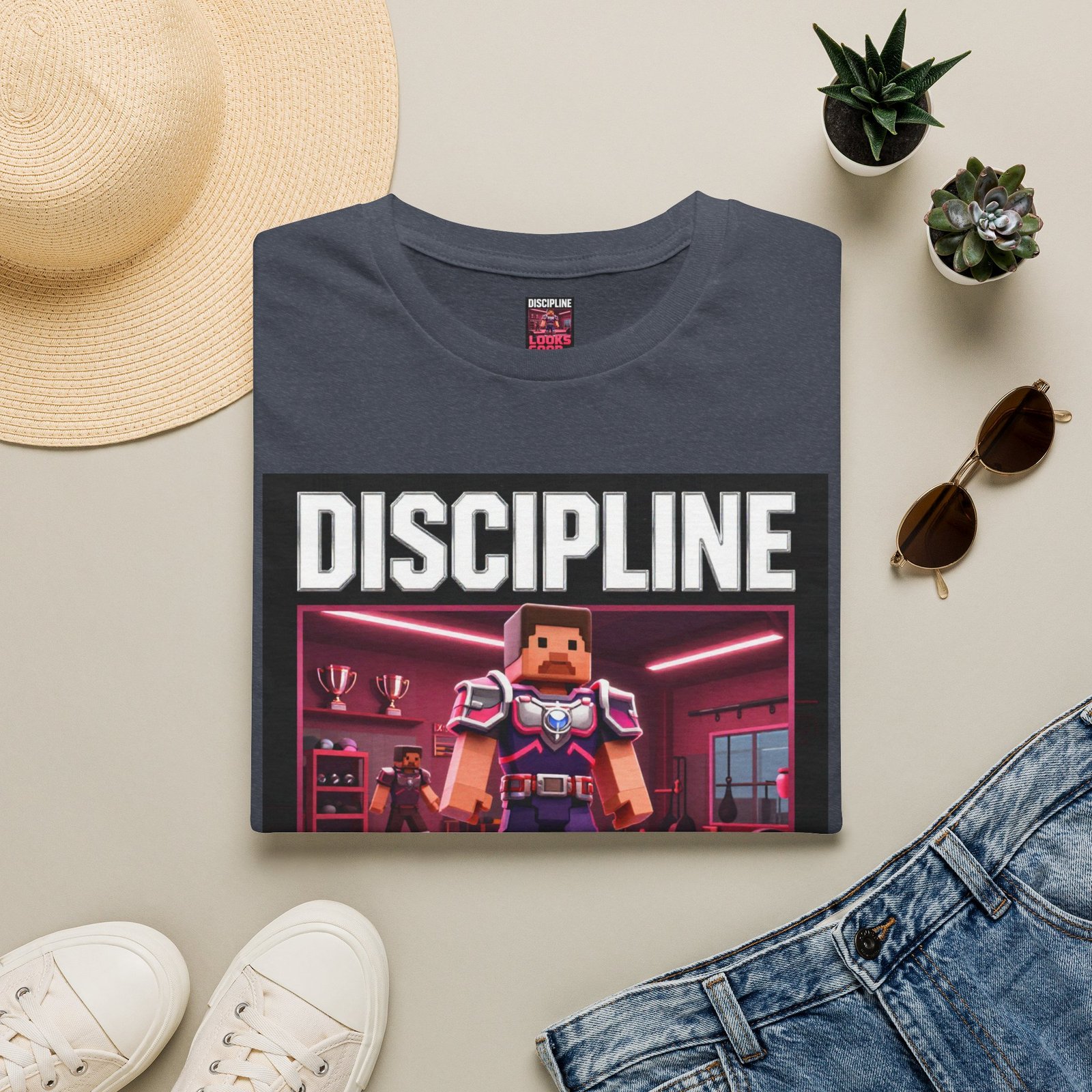 T‑Shirt — 'DISCIPLINE Looks Good' Gamer Pixel Armor Tee - Image 41