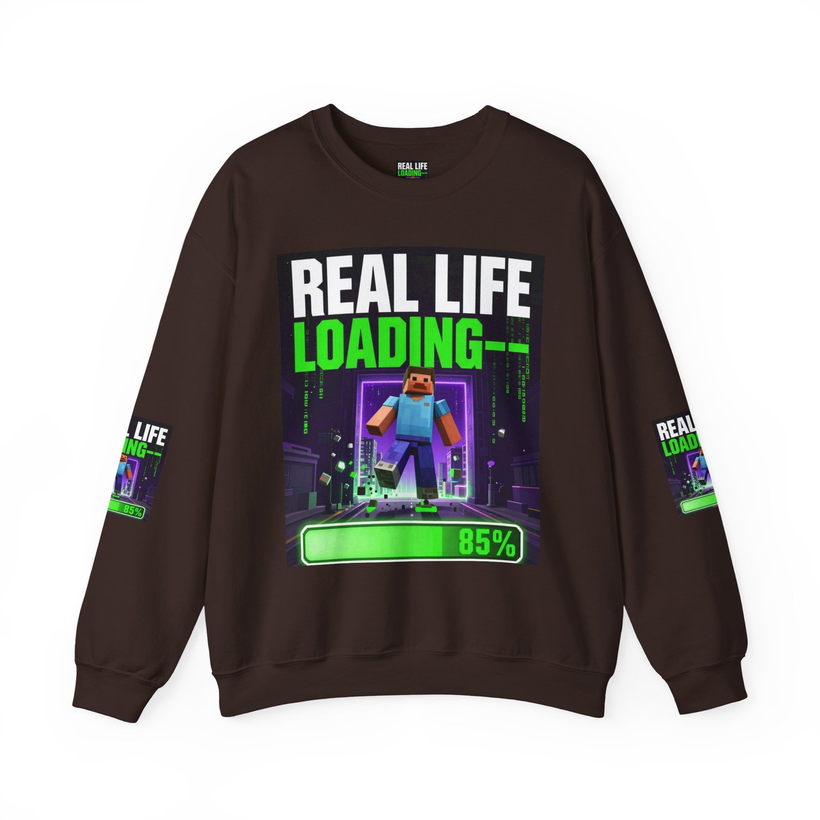 Crewneck Sweatshirt — "Real Life Loading 85%" Gamer Graphic Pullover - Image 25