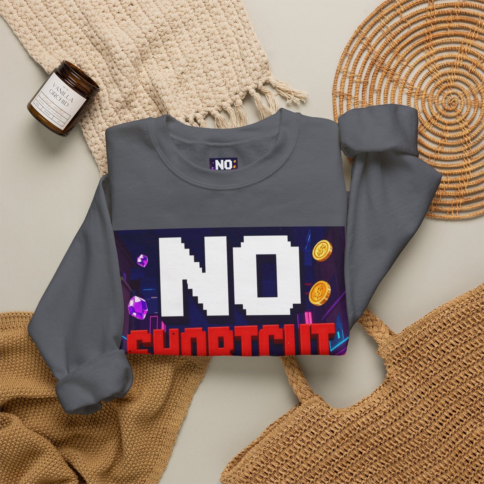 Crewneck Sweatshirt — "NO Shortcut Energy" Retro Gamer Graphic - Image 40