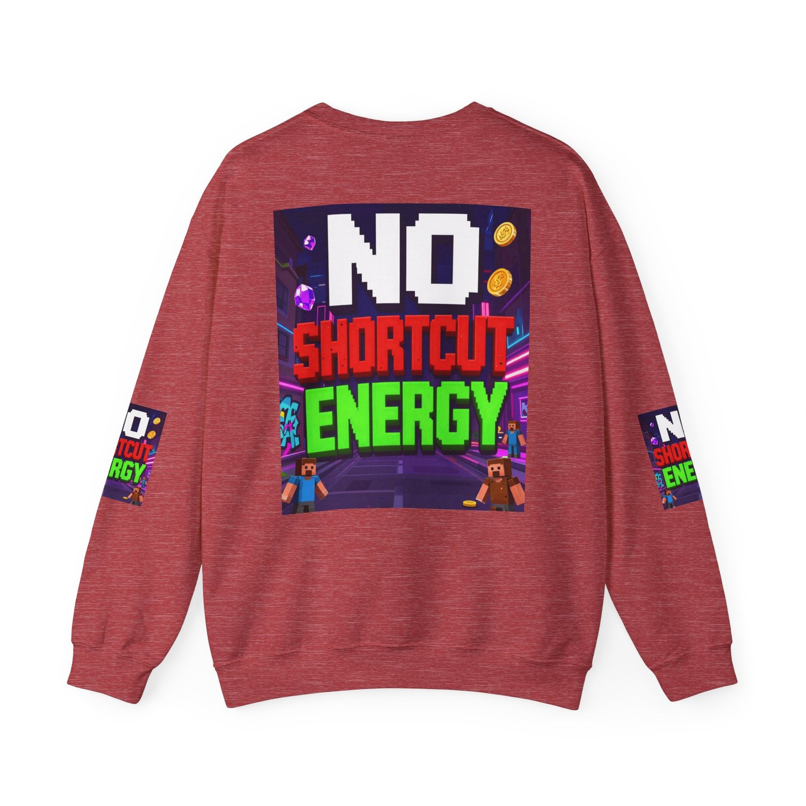 Crewneck Sweatshirt — "NO Shortcut Energy" Retro Gamer Graphic - Image 42