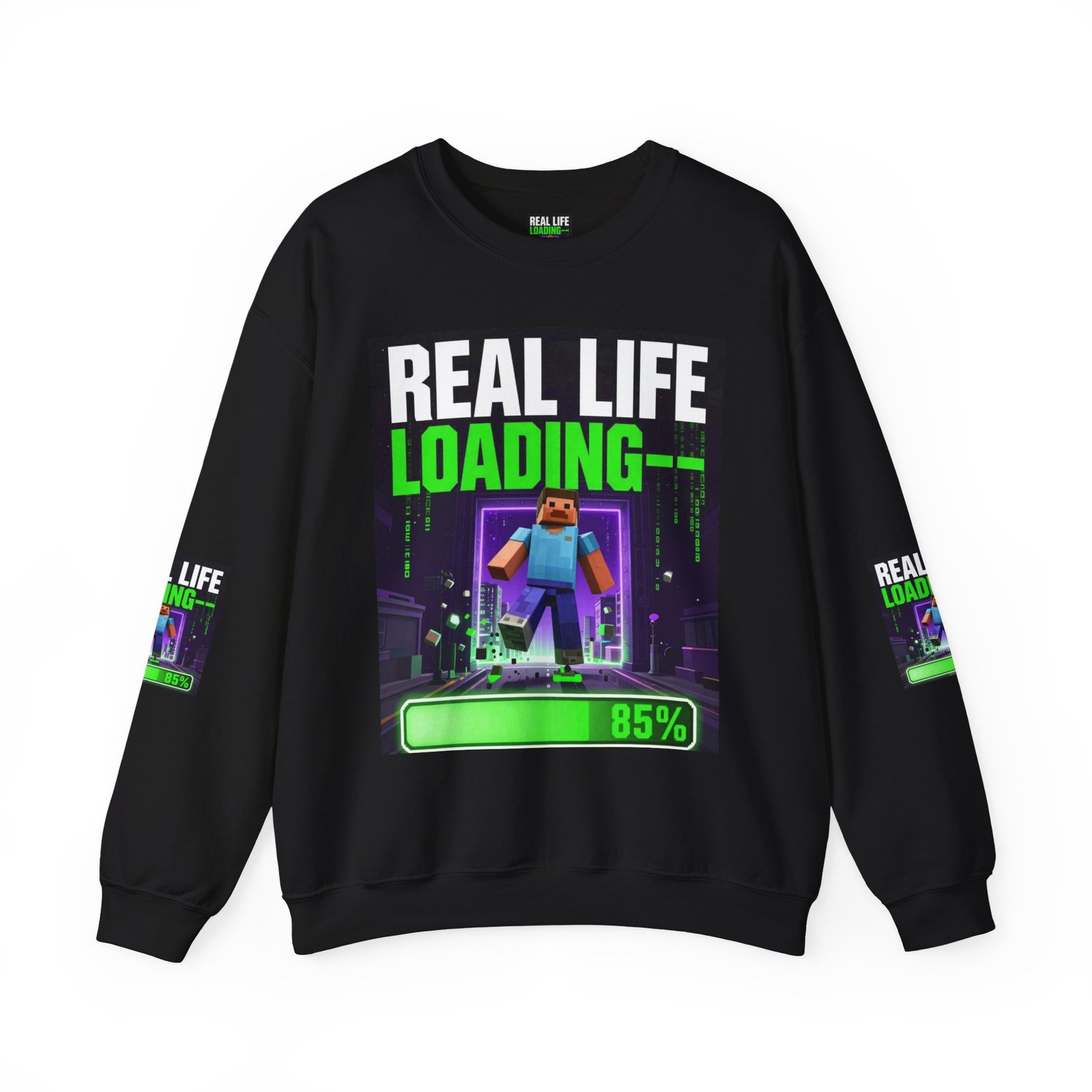 Crewneck Sweatshirt — "Real Life Loading 85%" Gamer Graphic Pullover - Image 17