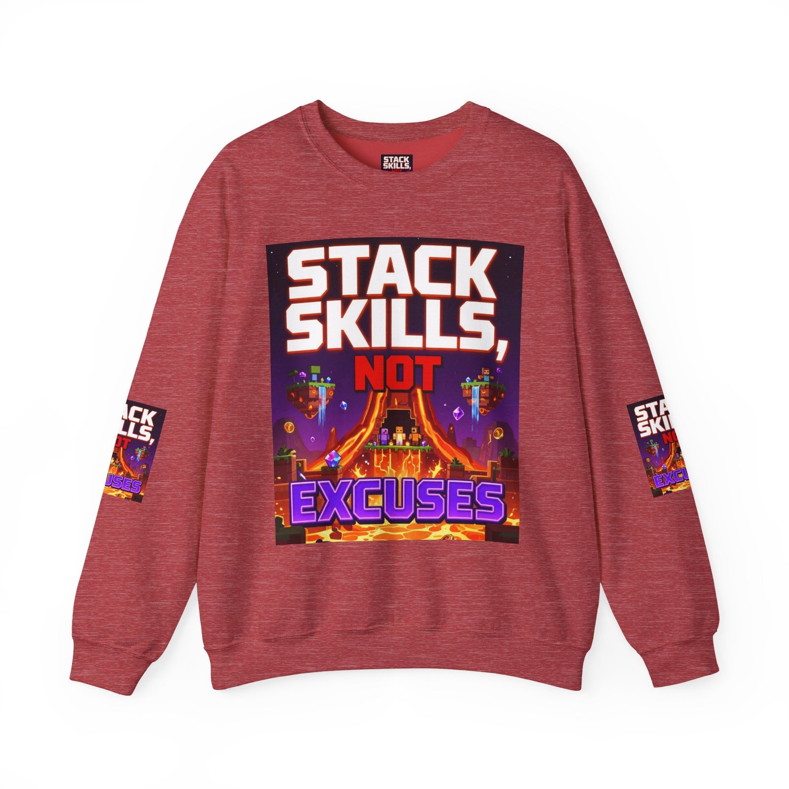Crewneck Sweatshirt — "Stack Skills, Not Excuses" Motivational Gamer Graphic - Image 41
