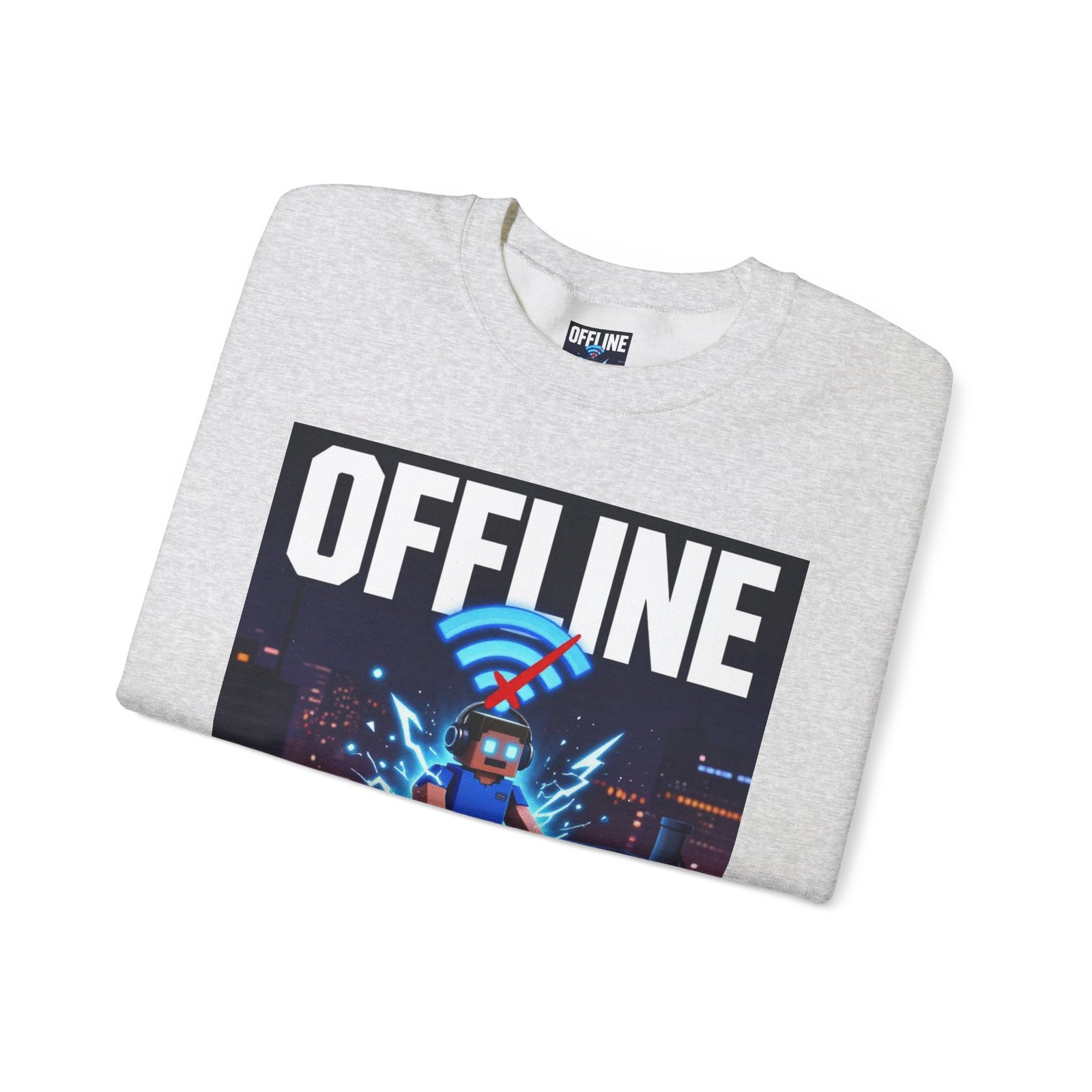 Crewneck Sweatshirt — “Offline But Still Charged” Gamer Graphic - Image 11