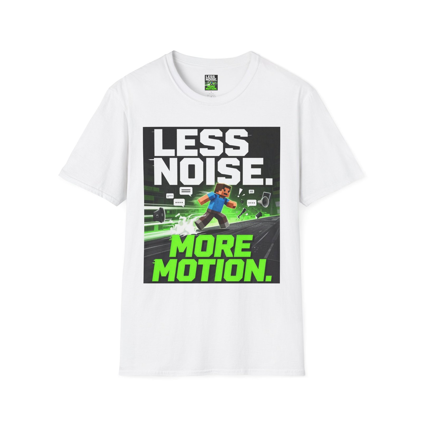 Less Noise More Motion T-Shirt — Gamer Minimalist Graphic Tee - Image 3