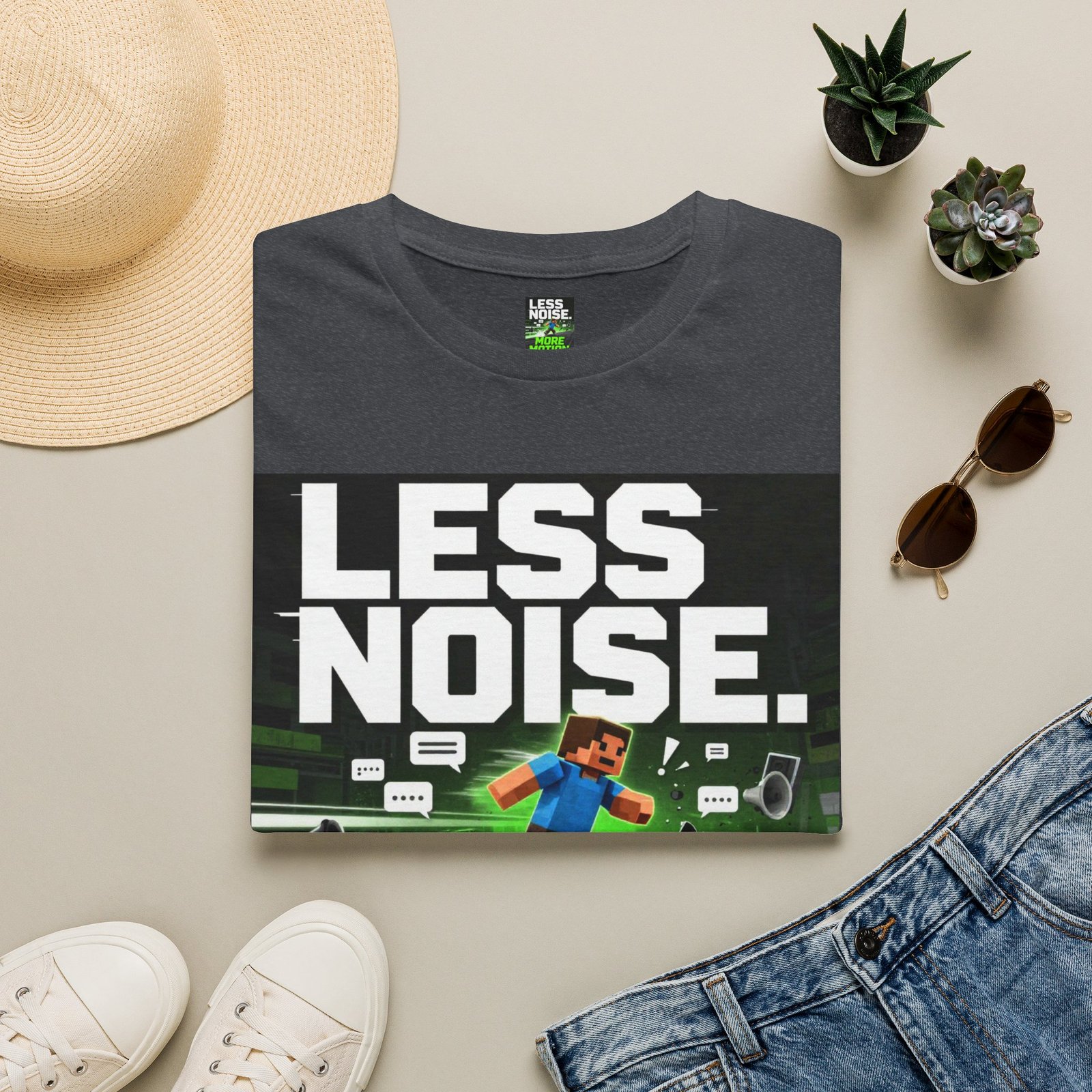 Less Noise More Motion T-Shirt — Gamer Minimalist Graphic Tee - Image 37