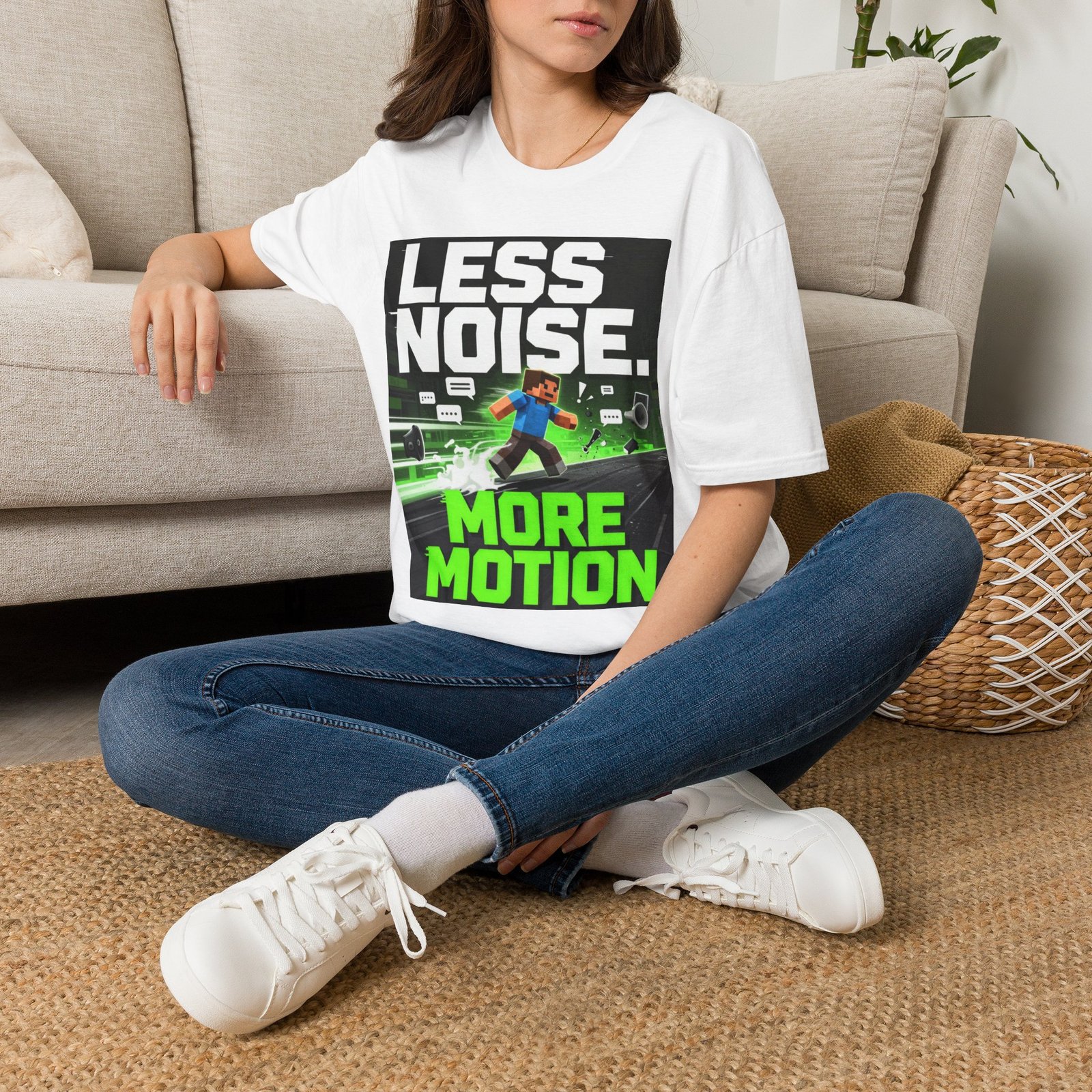 Less Noise More Motion T-Shirt — Gamer Minimalist Graphic Tee - Image 2
