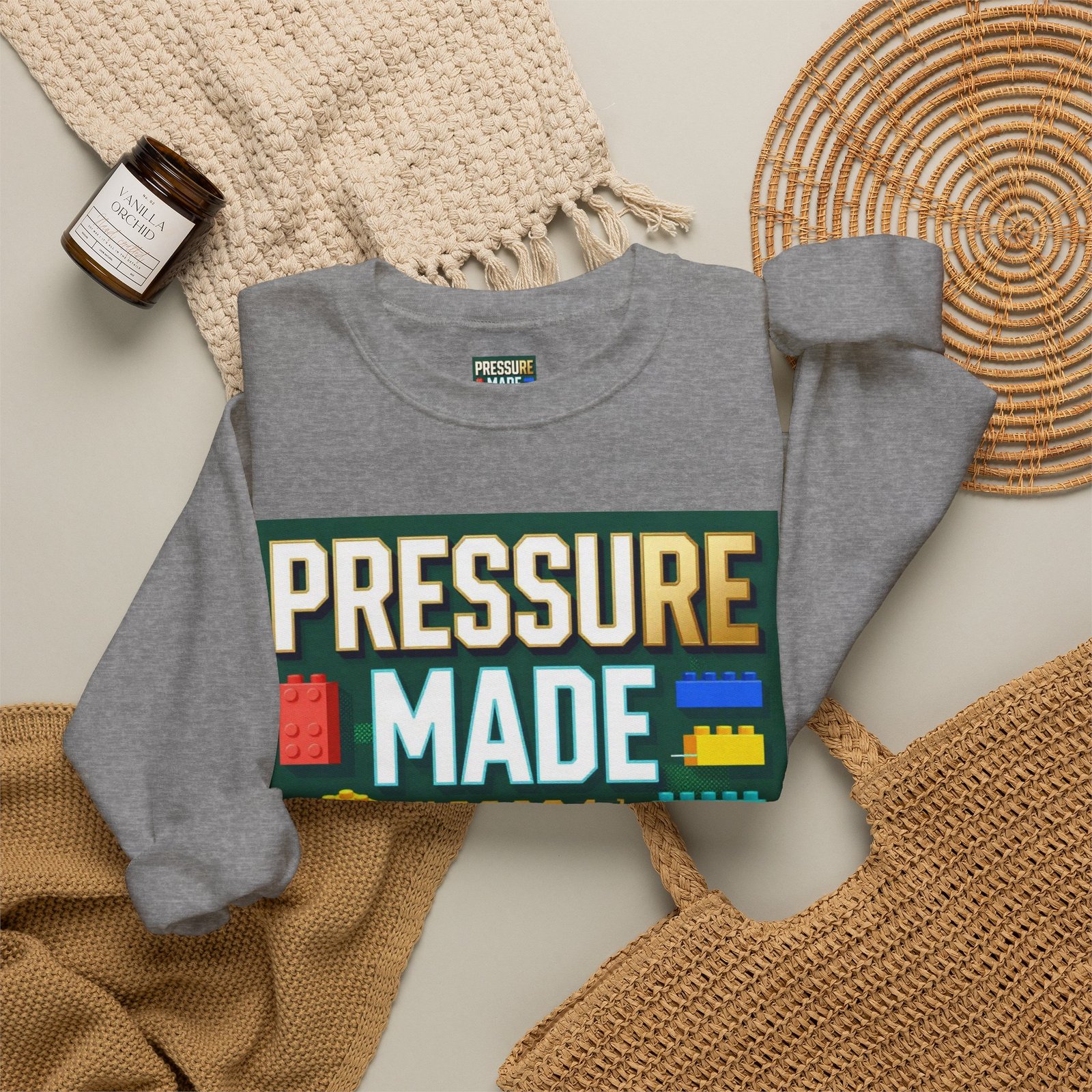 Graphic Sweatshirt — "Pressure Made Me Polished" Building Block Crewneck - Image 32