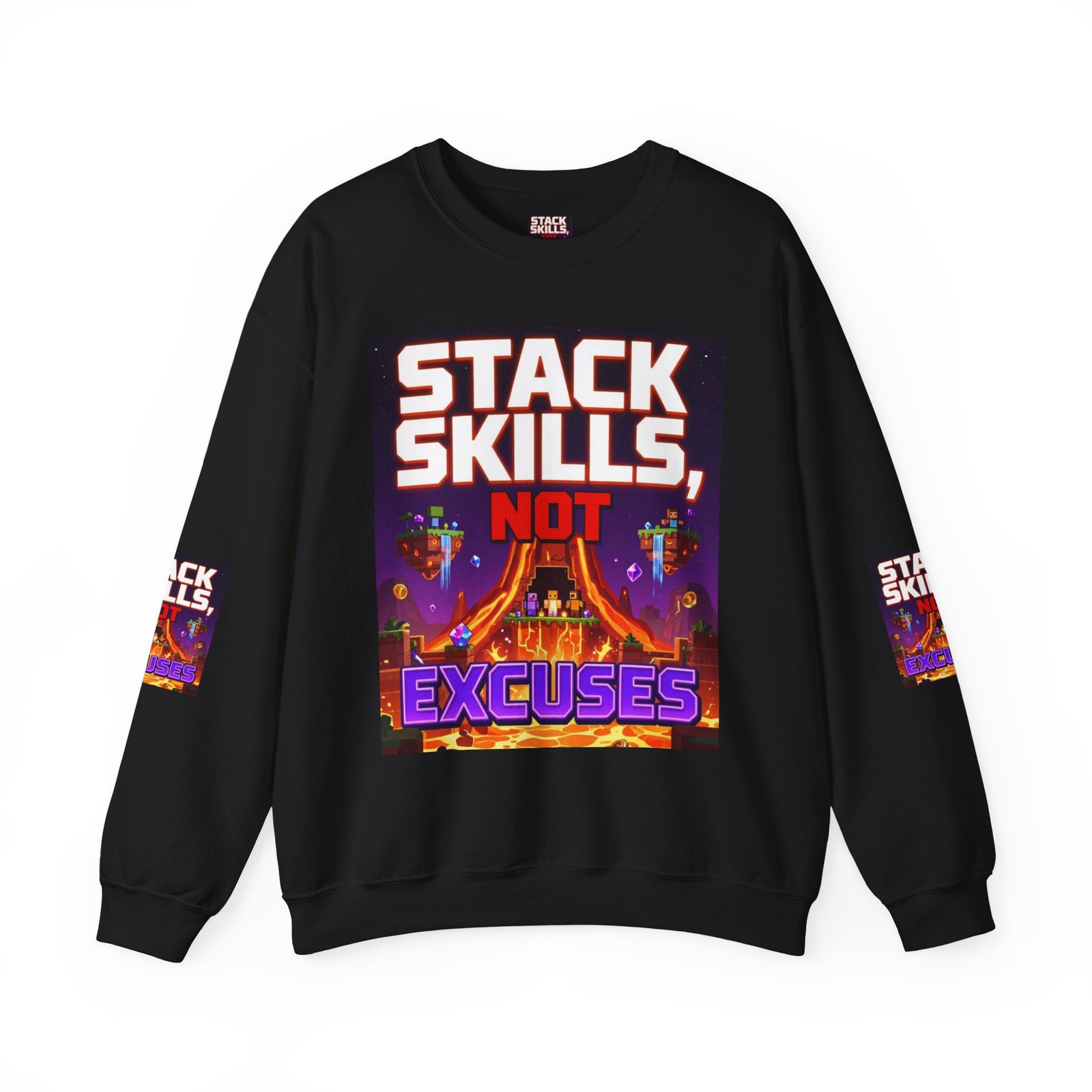 Crewneck Sweatshirt — "Stack Skills, Not Excuses" Motivational Gamer Graphic - Image 17