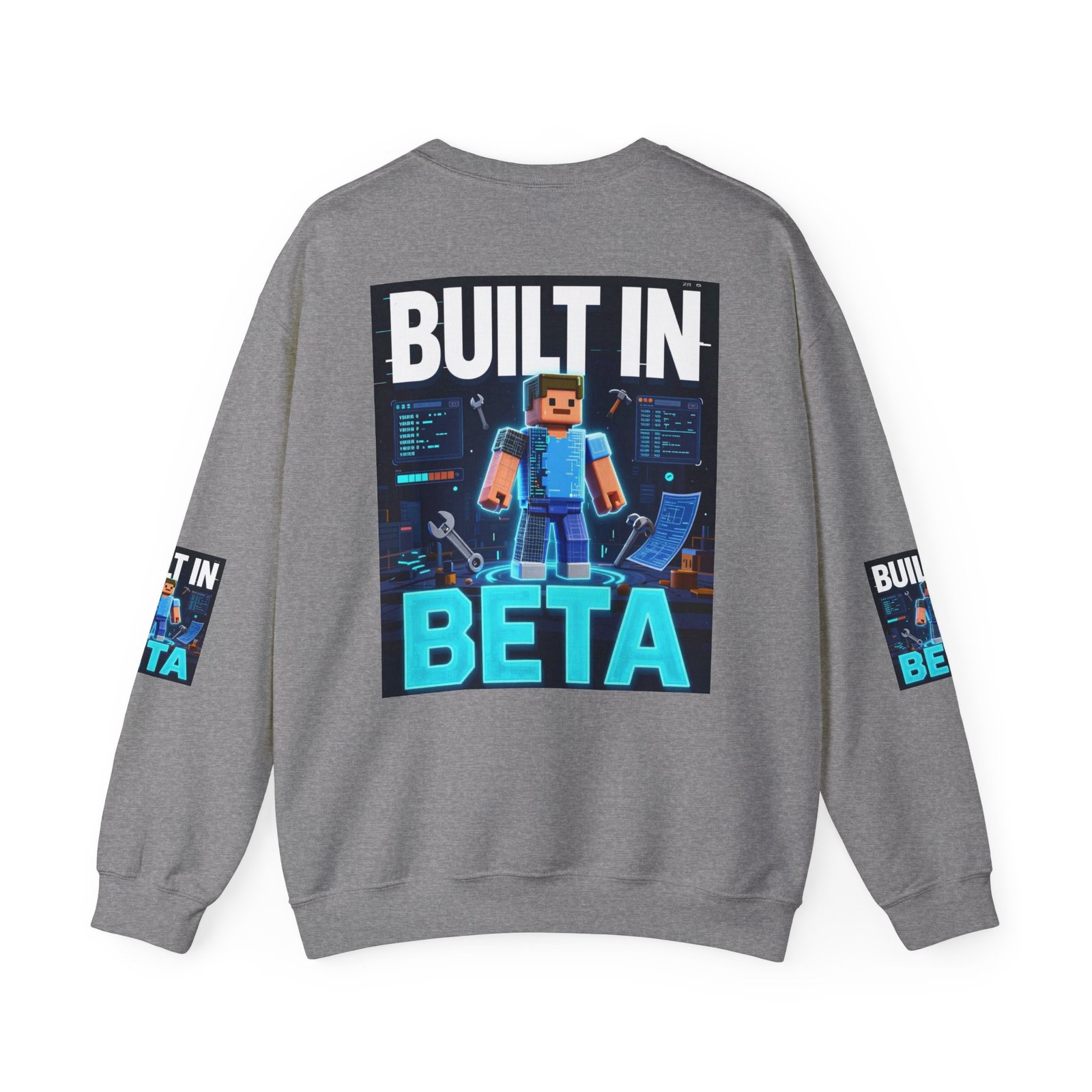 Built In Beta Crewneck Sweatshirt — Gamer Pixel Character Graphic - Image 30