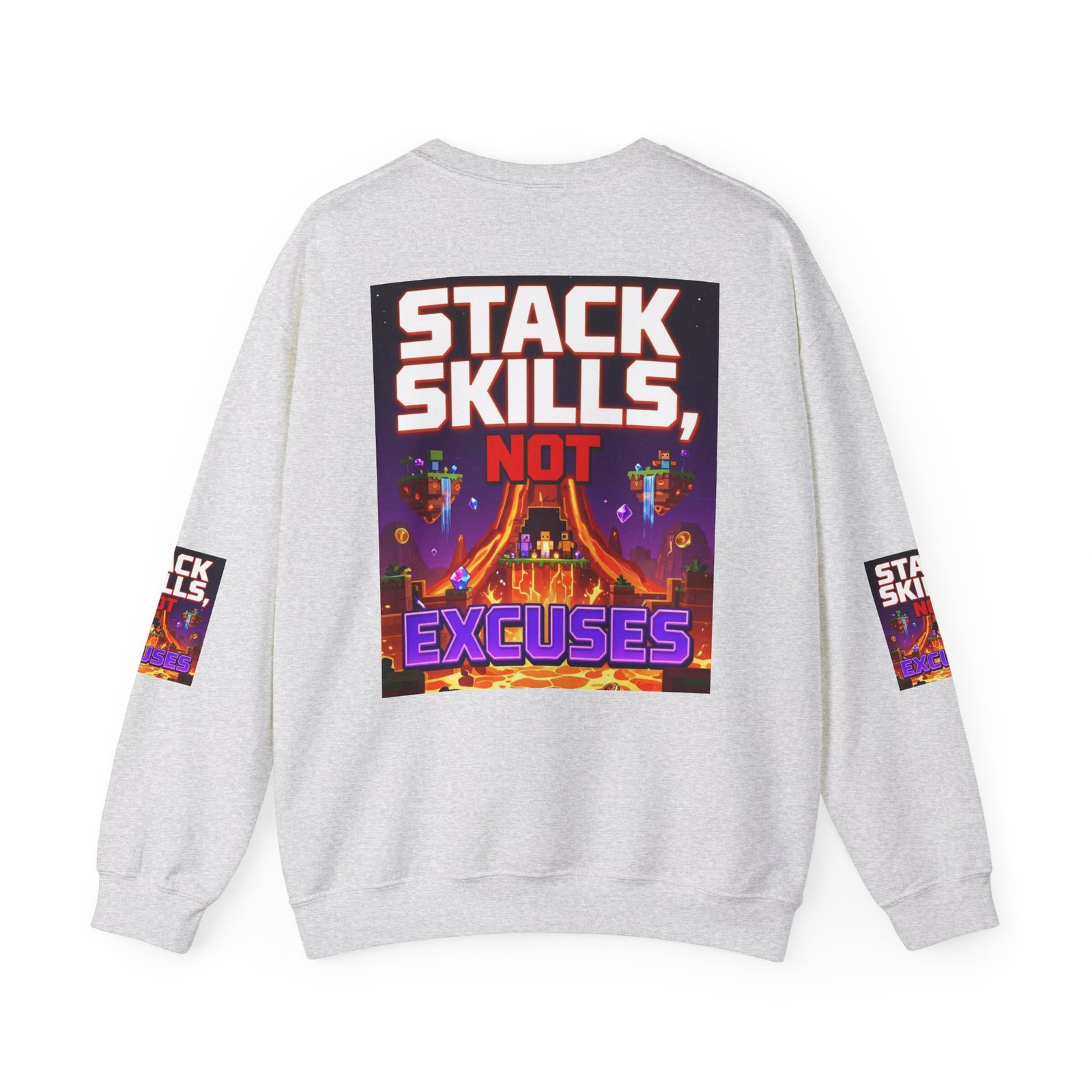 Crewneck Sweatshirt — "Stack Skills, Not Excuses" Motivational Gamer Graphic - Image 6