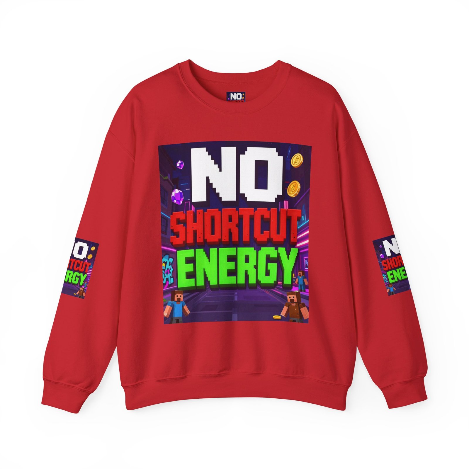 Crewneck Sweatshirt — "NO Shortcut Energy" Retro Gamer Graphic - Image 45