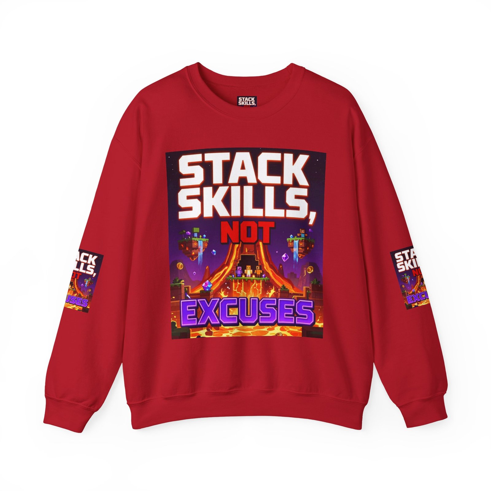 Crewneck Sweatshirt — "Stack Skills, Not Excuses" Motivational Gamer Graphic - Image 53
