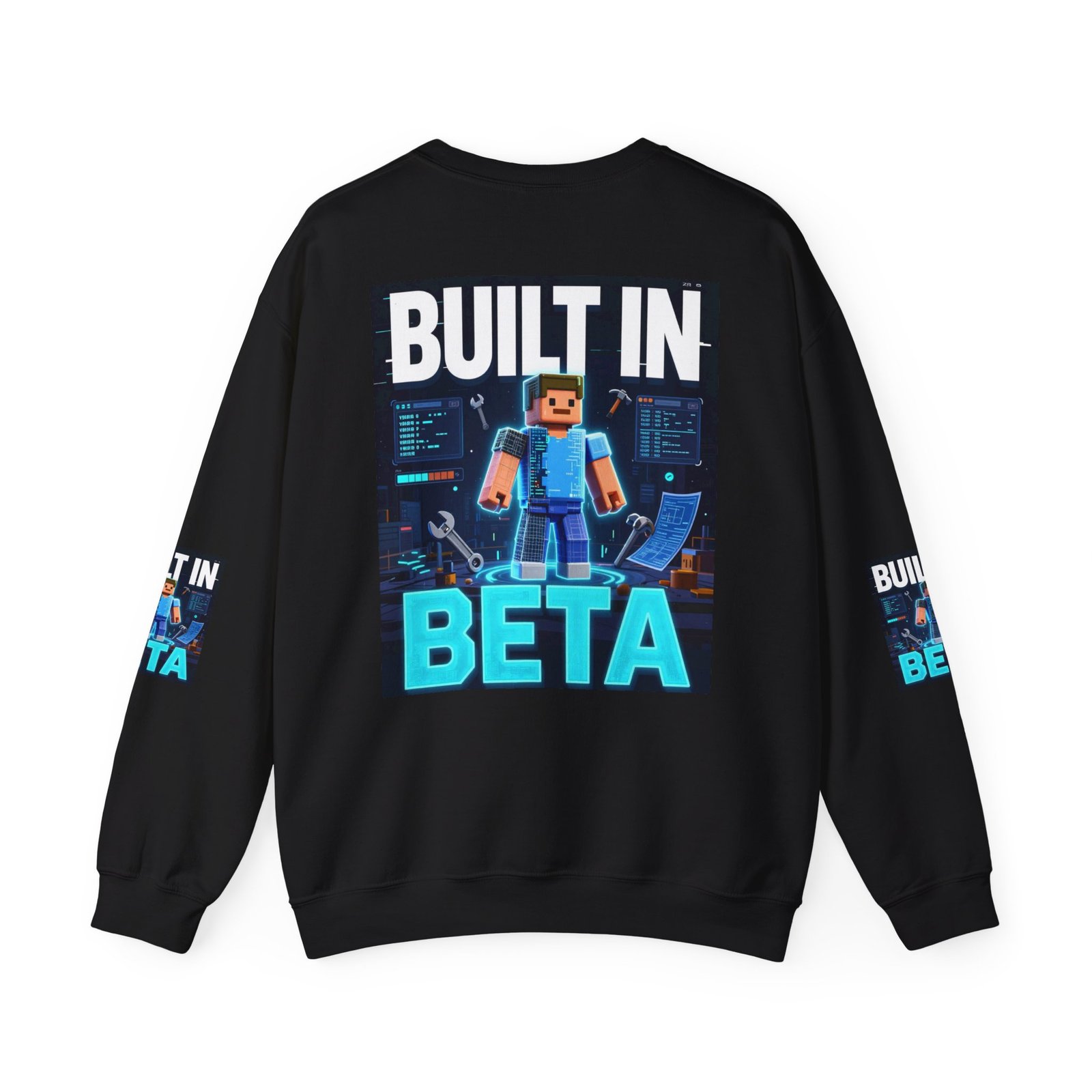 Built In Beta Crewneck Sweatshirt — Gamer Pixel Character Graphic - Image 18