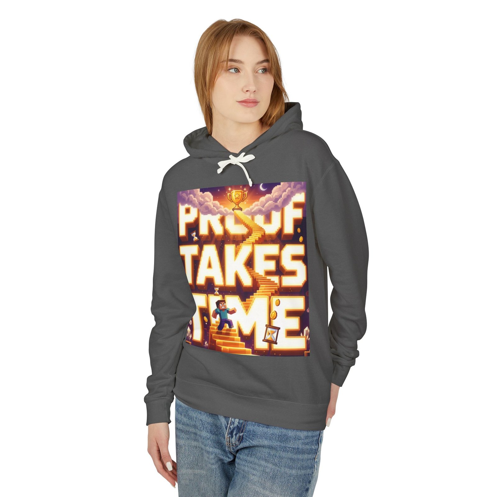 Hoodie — 'Proof Takes Time' Motivational Graphic Hooded Sweatshirt - Image 23
