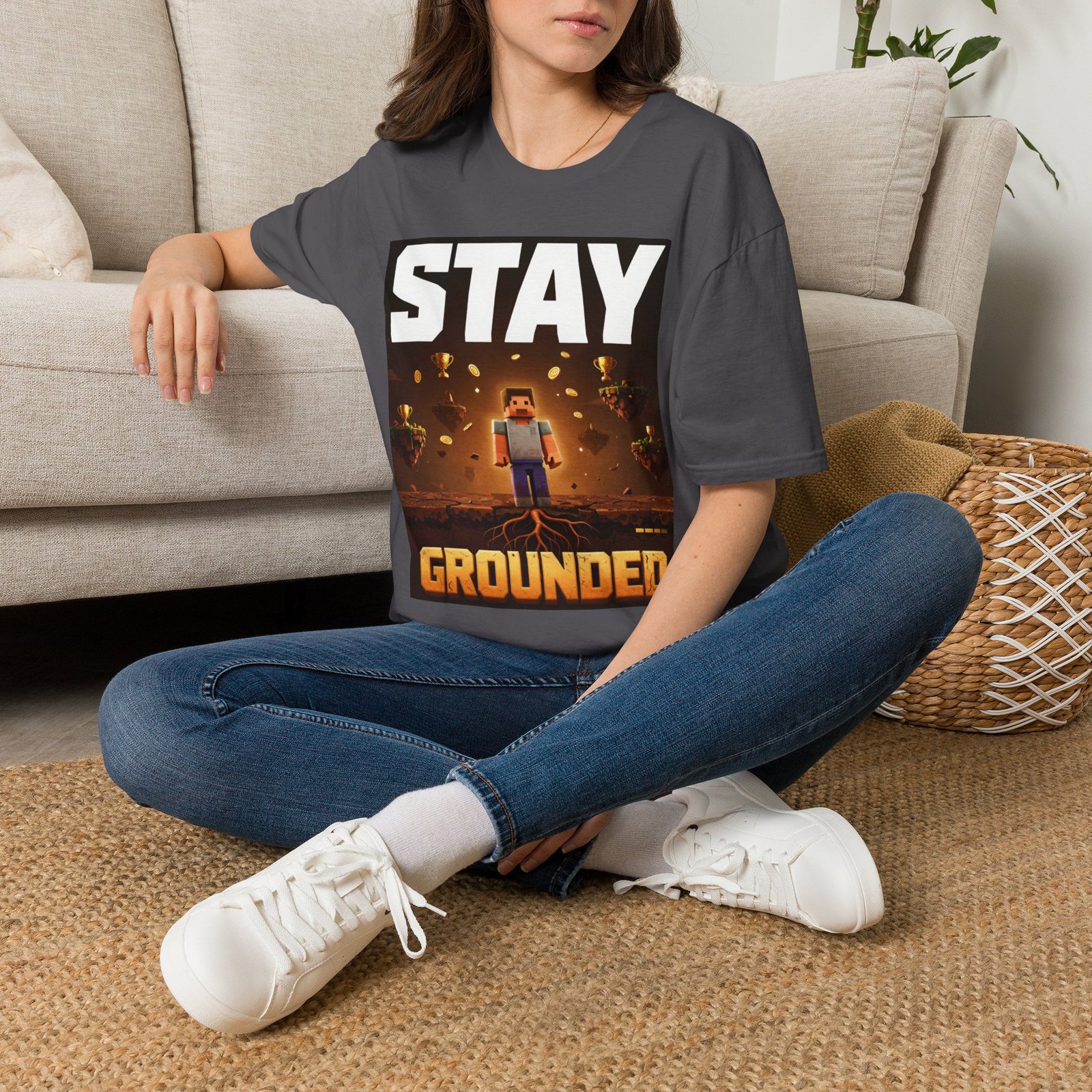 Stay Grounded T-Shirt — Minecraft-Inspired 'STAY GROUNDED' Gaming Tee - Image 34