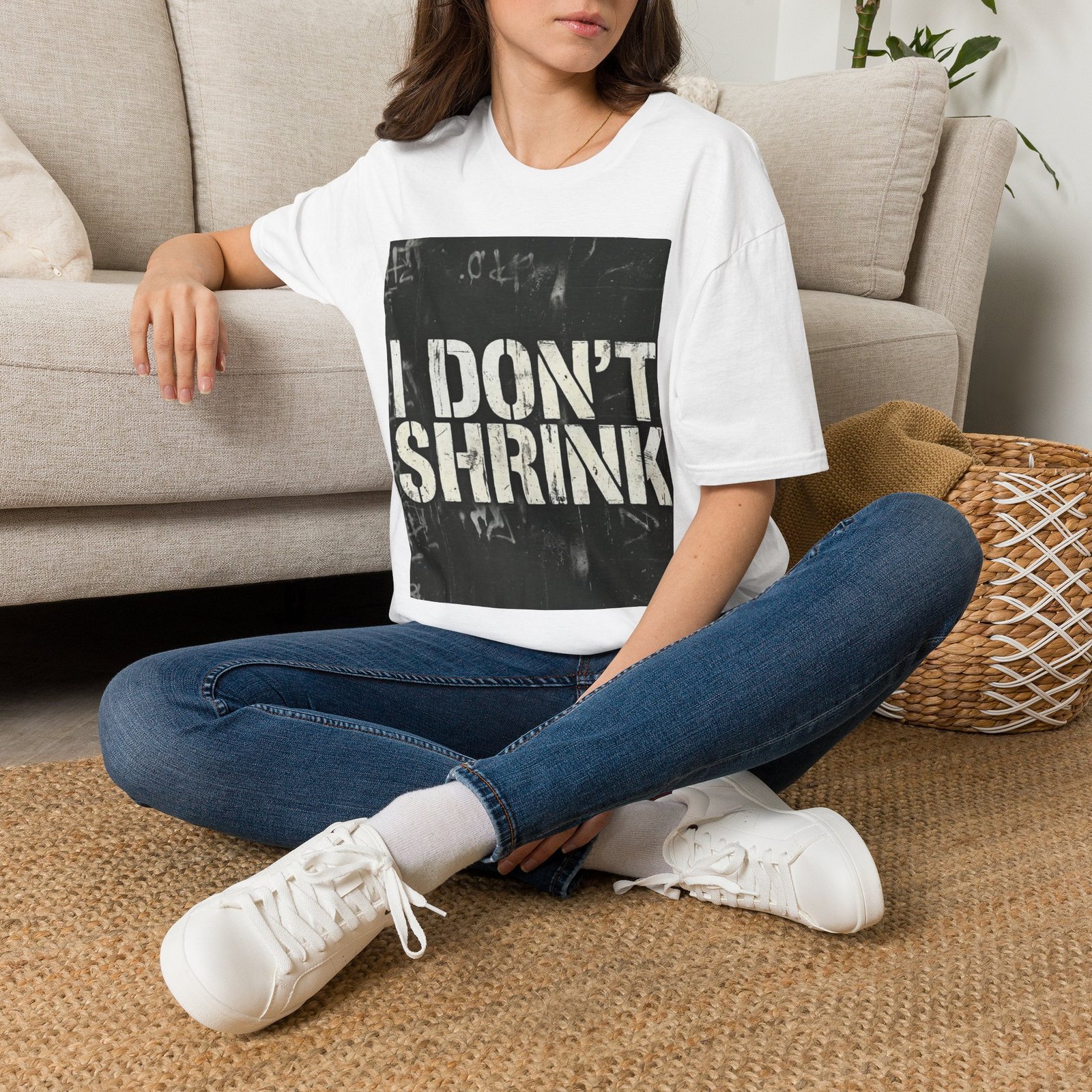 I Don't Shrink T-Shirt — Vintage Stencil Graphic Tee - Image 2
