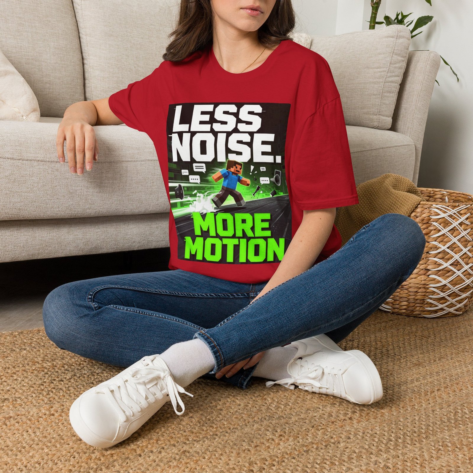 Less Noise More Motion T-Shirt — Gamer Minimalist Graphic Tee - Image 50