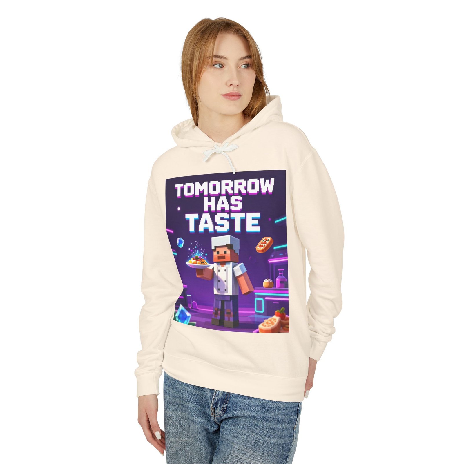 Tomorrow Has Taste Hoodie — Retro Pixel Chef Gaming Sweatshirt - Image 3