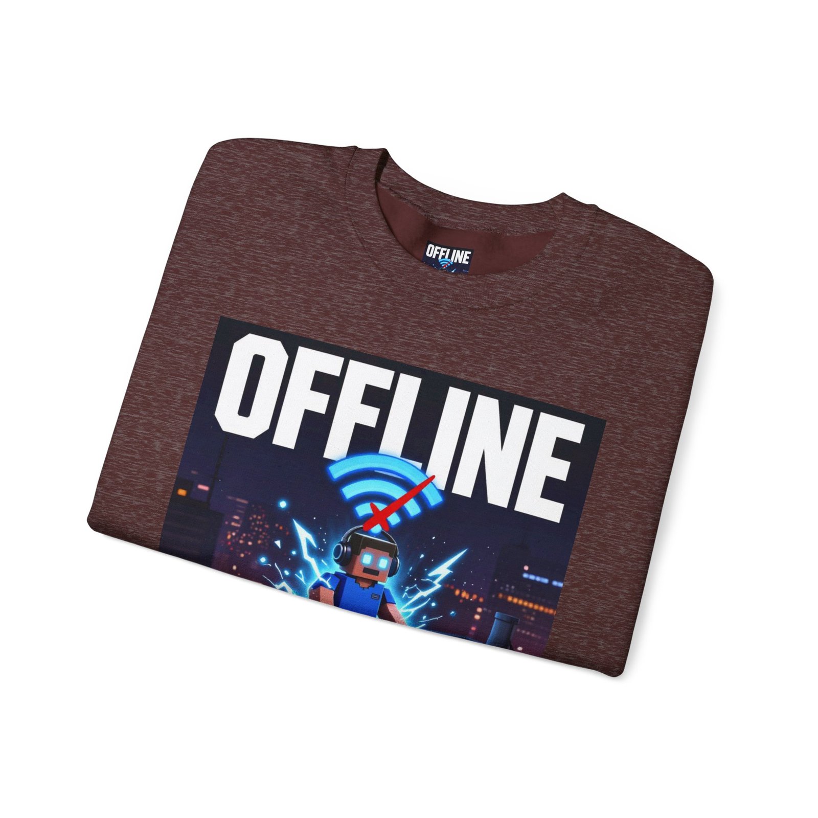Crewneck Sweatshirt — “Offline But Still Charged” Gamer Graphic - Image 15