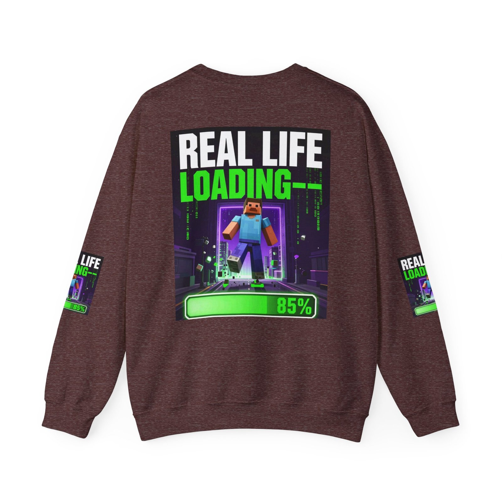 Crewneck Sweatshirt — "Real Life Loading 85%" Gamer Graphic Pullover - Image 14