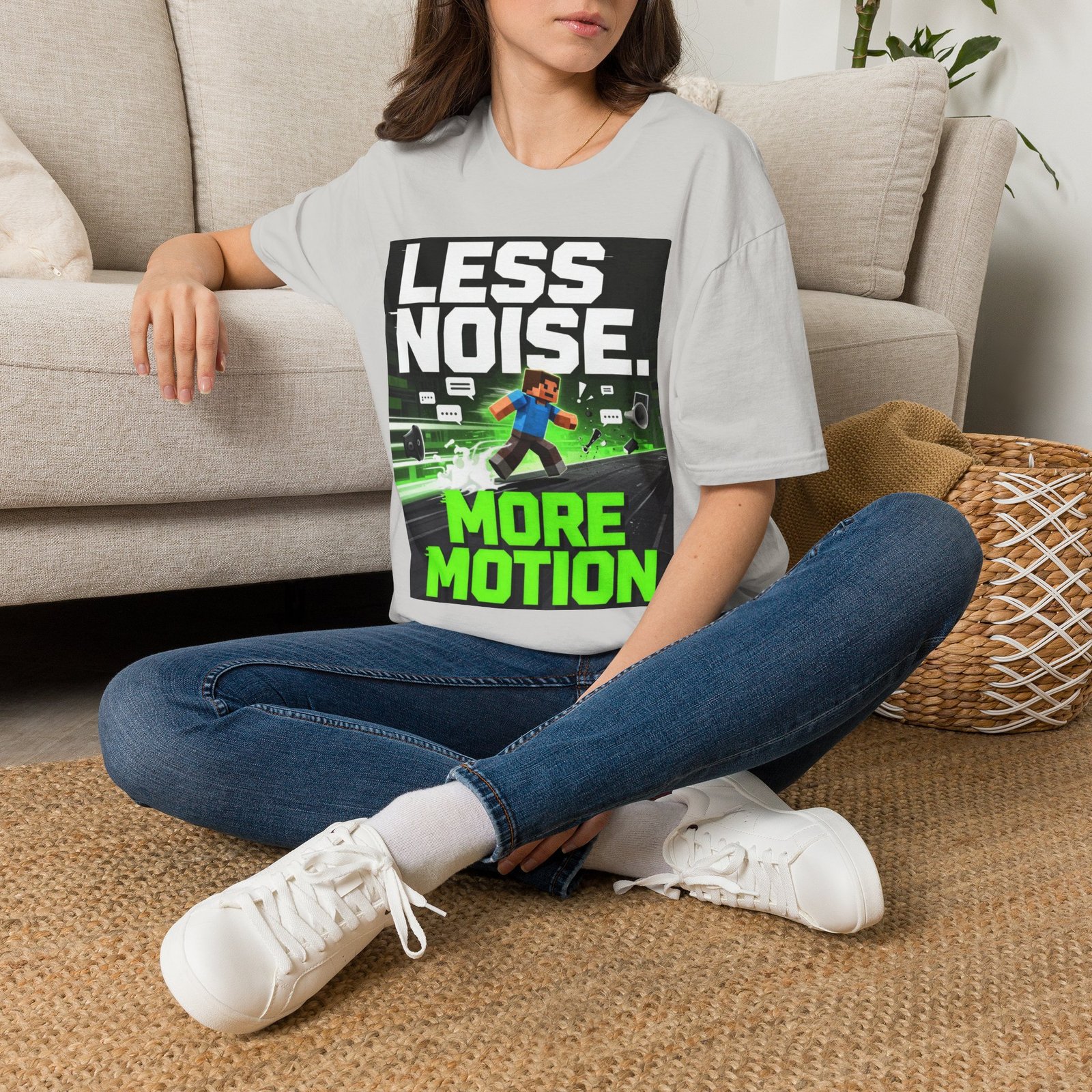 Less Noise More Motion T-Shirt — Gamer Minimalist Graphic Tee - Image 10