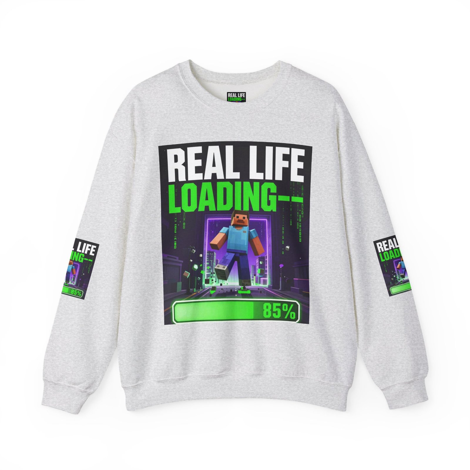 Crewneck Sweatshirt — "Real Life Loading 85%" Gamer Graphic Pullover - Image 5