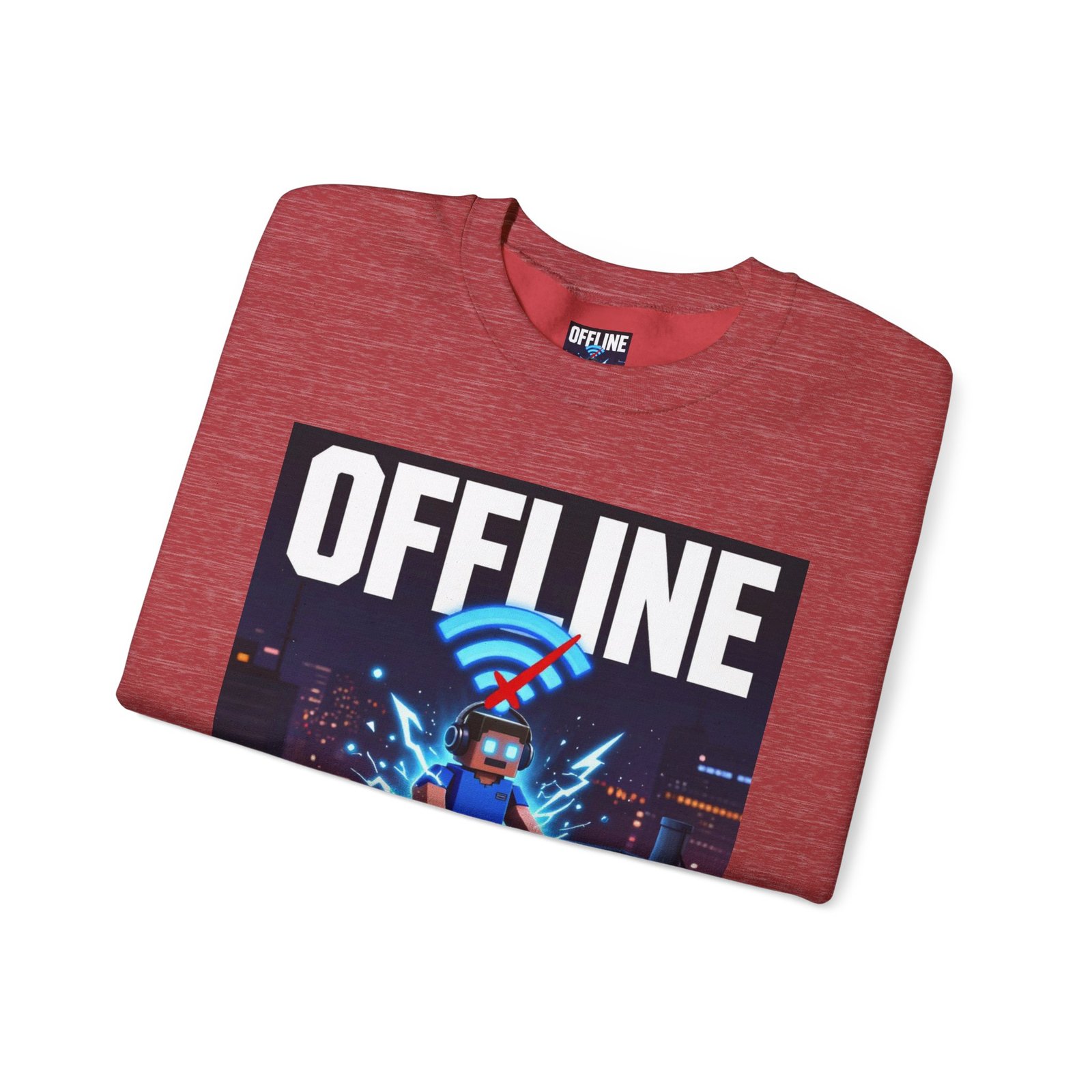 Crewneck Sweatshirt — “Offline But Still Charged” Gamer Graphic - Image 43