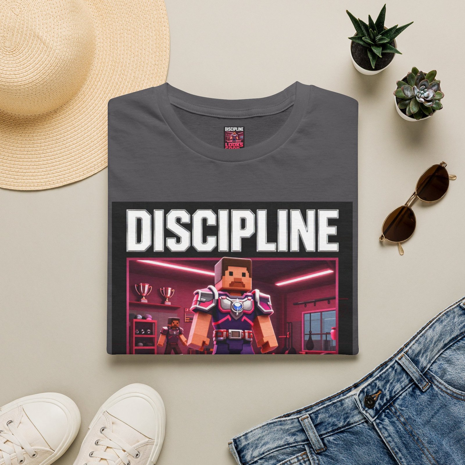 T‑Shirt — 'DISCIPLINE Looks Good' Gamer Pixel Armor Tee - Image 33