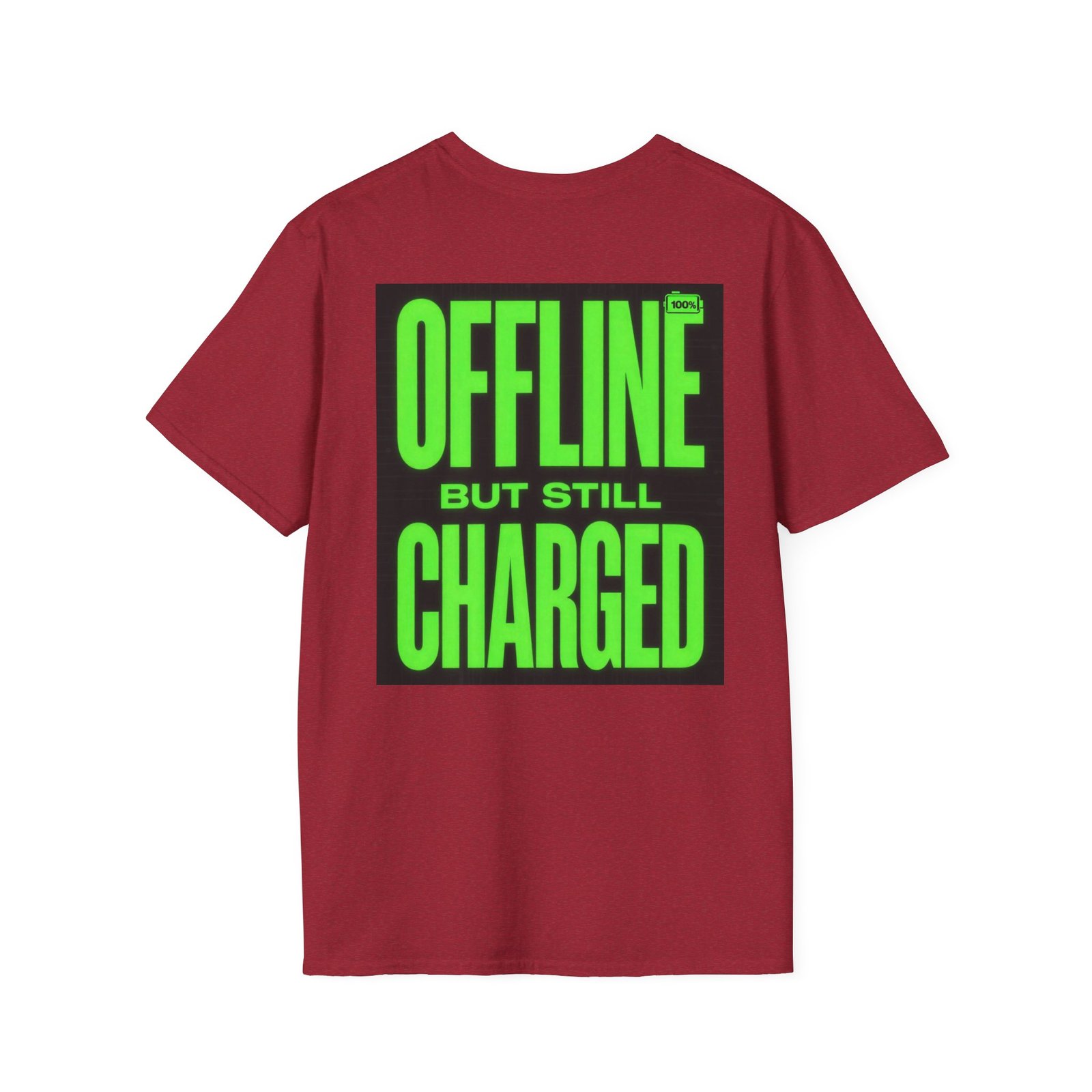 Offline But Still Charged T-Shirt — Neon Green Graphic Tee - Image 48