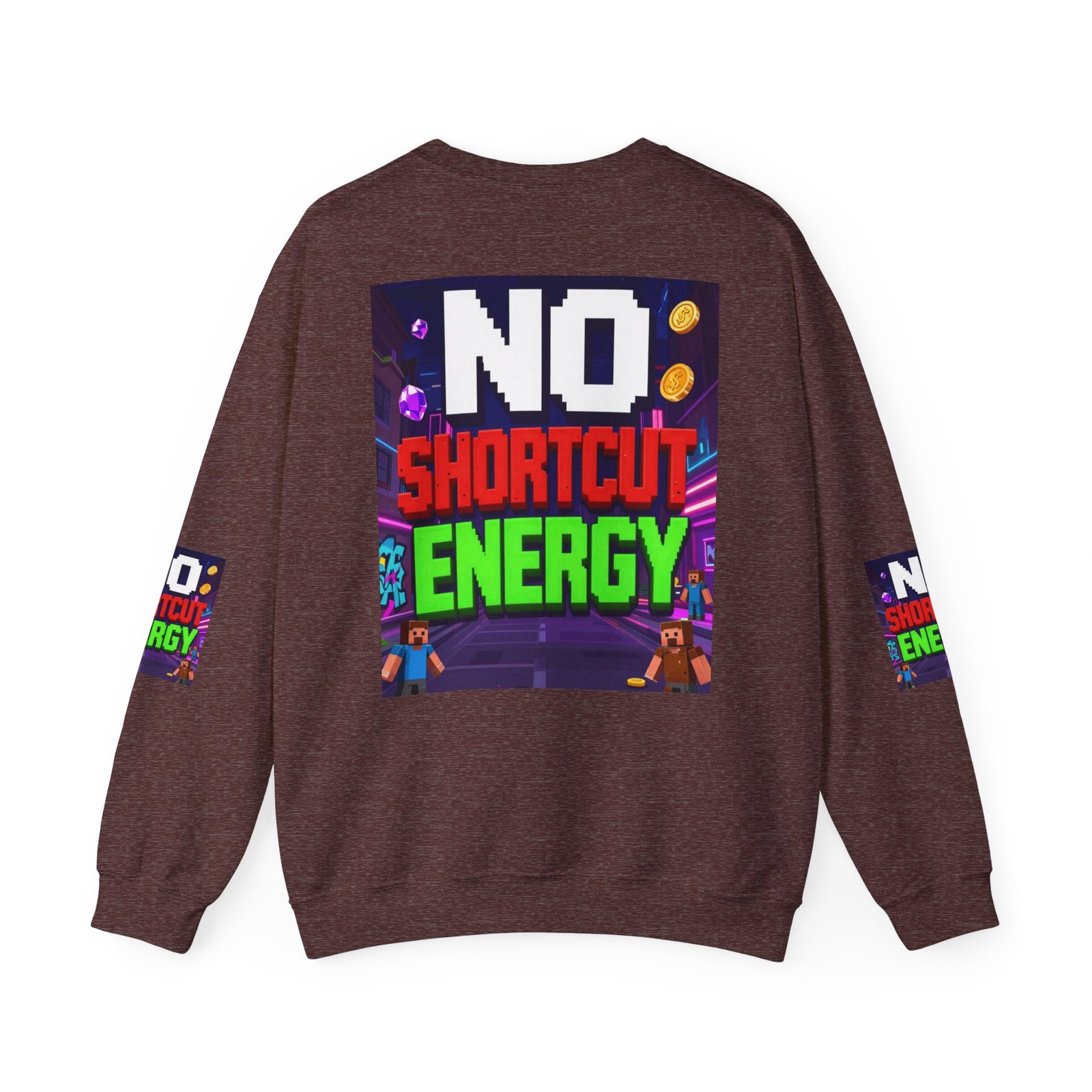 Crewneck Sweatshirt — "NO Shortcut Energy" Retro Gamer Graphic - Image 14