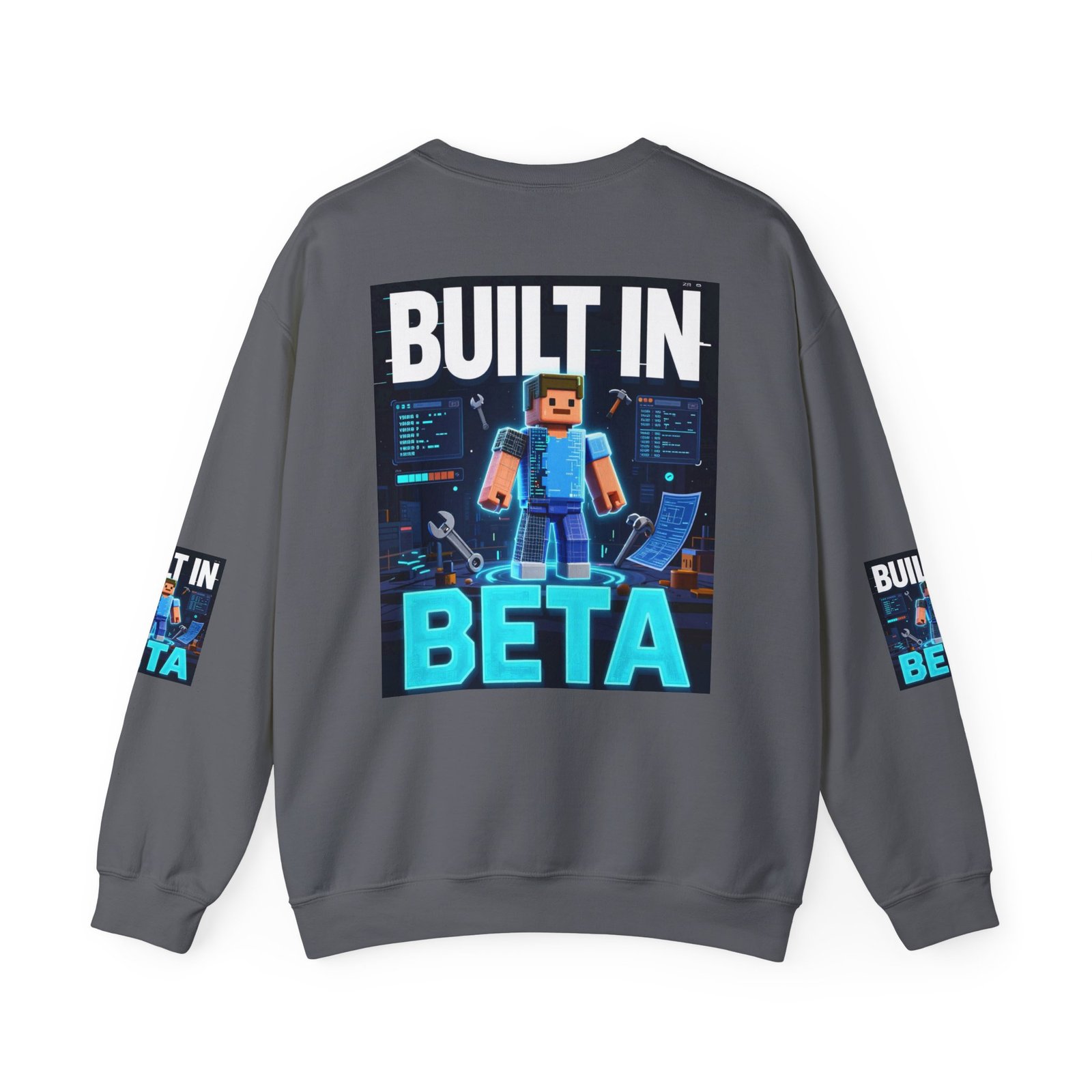 Built In Beta Crewneck Sweatshirt — Gamer Pixel Character Graphic - Image 38