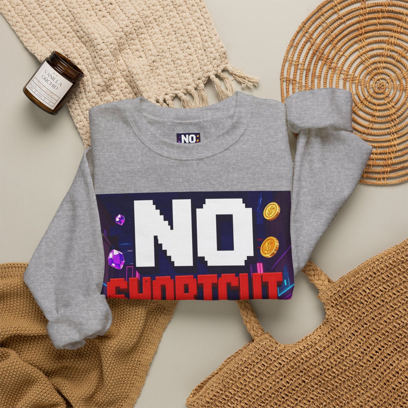 Crewneck Sweatshirt — "NO Shortcut Energy" Retro Gamer Graphic - Image 24