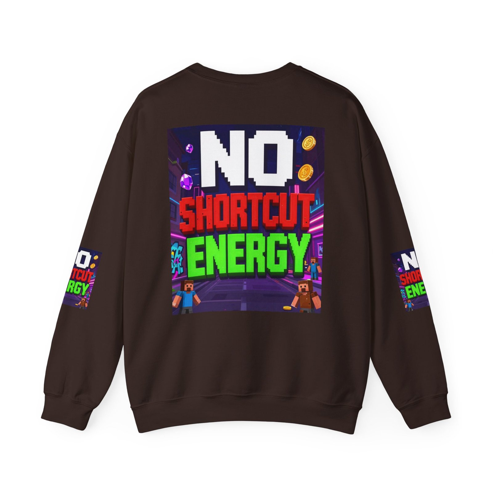 Crewneck Sweatshirt — "NO Shortcut Energy" Retro Gamer Graphic - Image 26