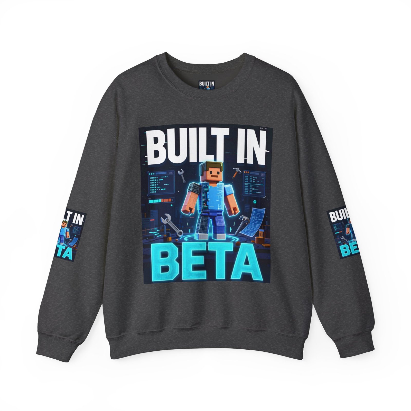Built In Beta Crewneck Sweatshirt — Gamer Pixel Character Graphic - Image 33