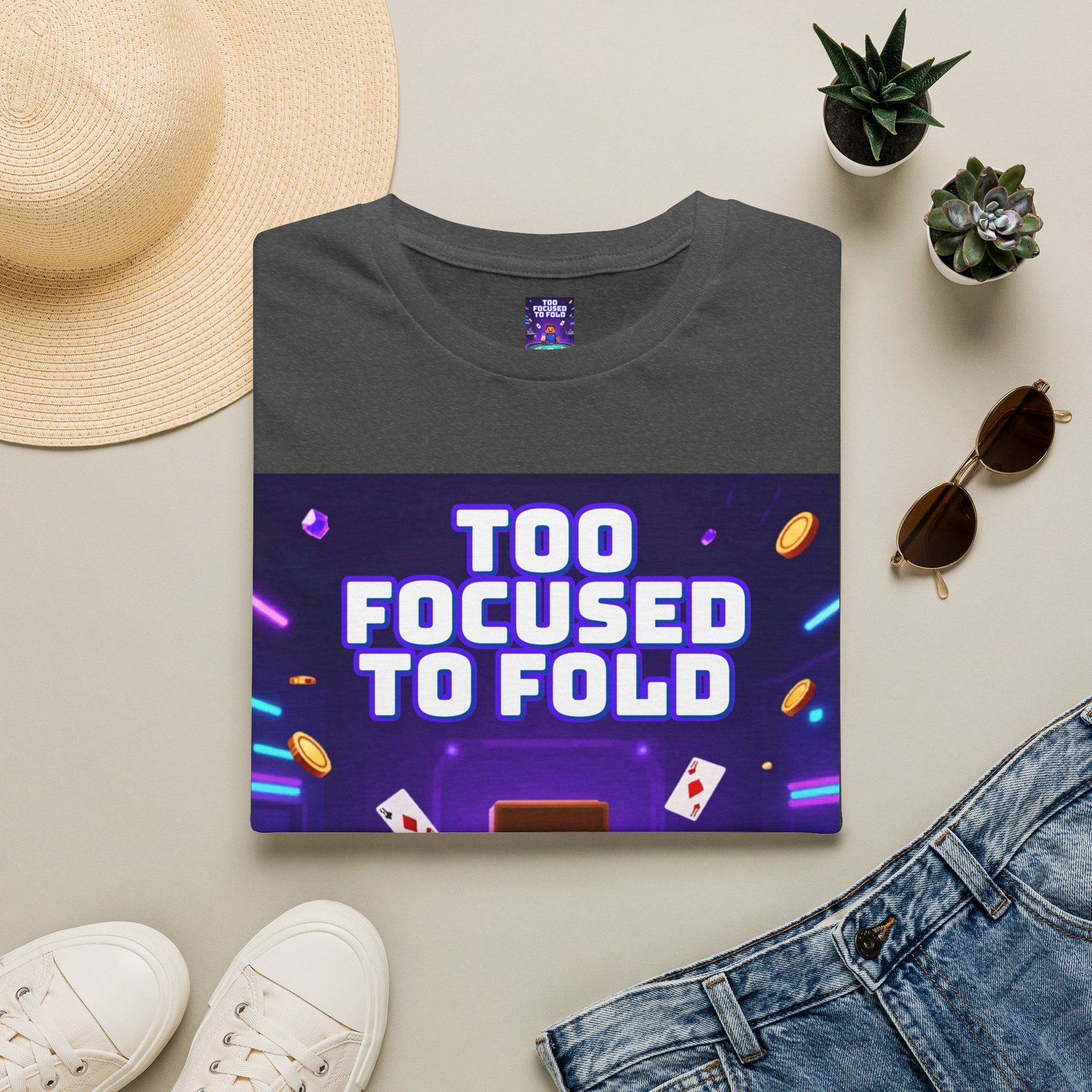 Poker T-Shirt — "Too Focused to Fold" Gaming Tee - Image 25