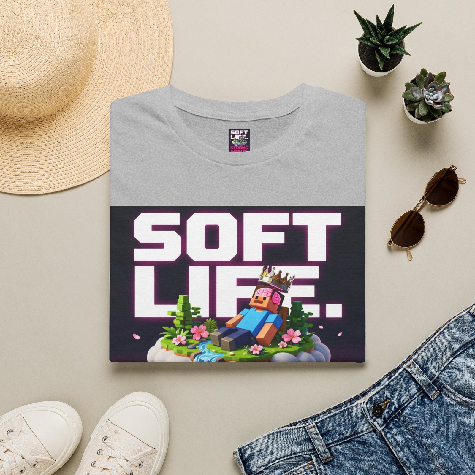 Soft Life Strong Mind T-Shirt — Relaxed Gamer Chill Vibe Tee - Image 13