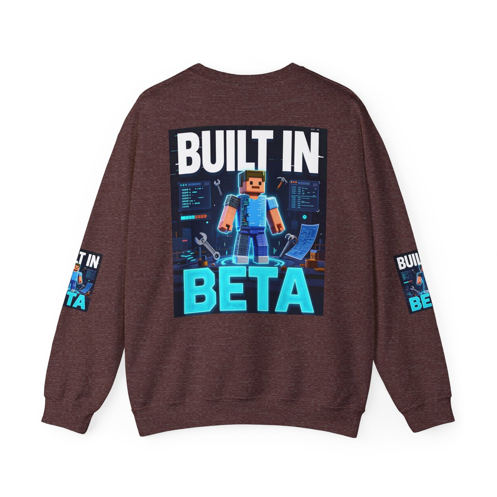 Built In Beta Crewneck Sweatshirt — Gamer Pixel Character Graphic - Image 14