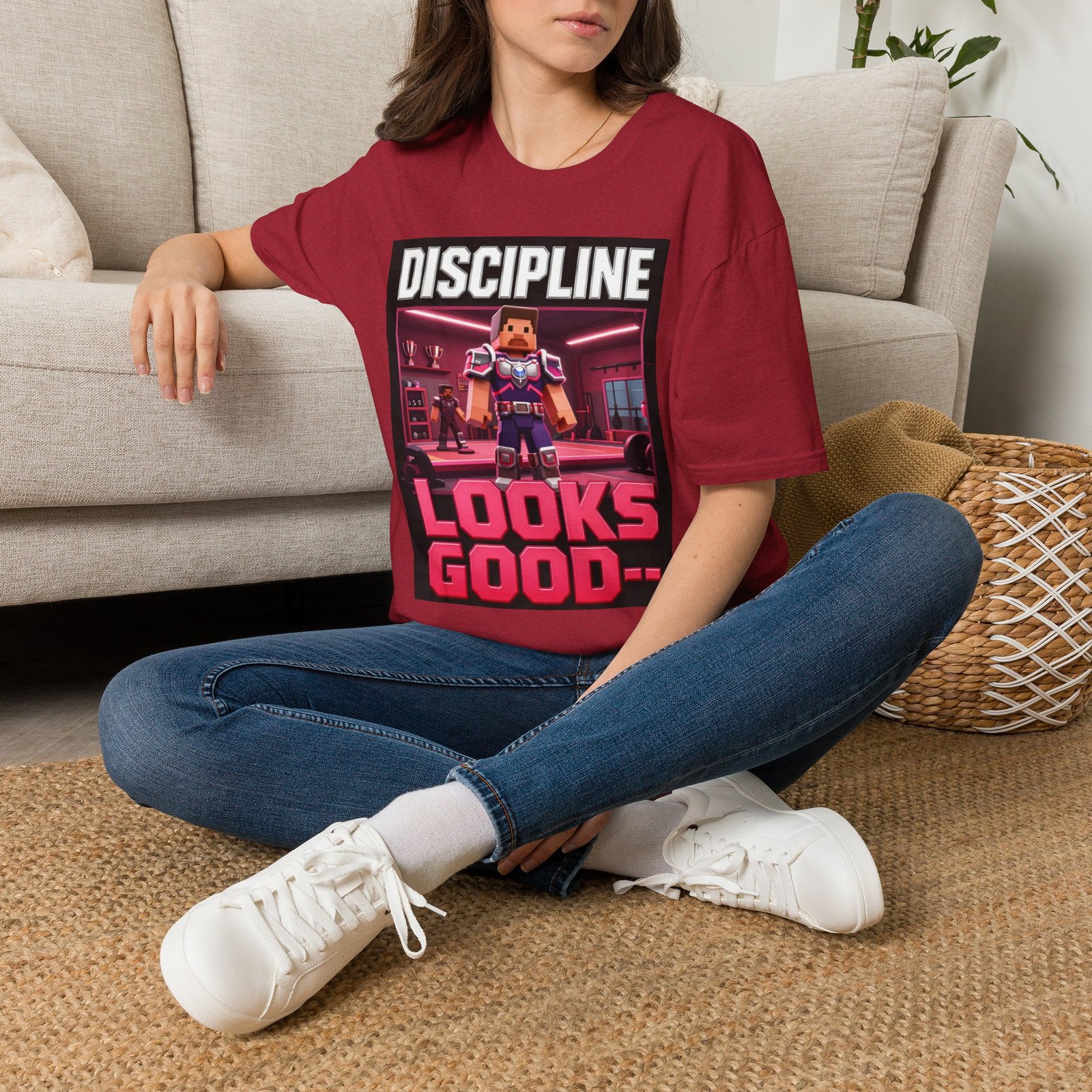 T‑Shirt — 'DISCIPLINE Looks Good' Gamer Pixel Armor Tee - Image 46