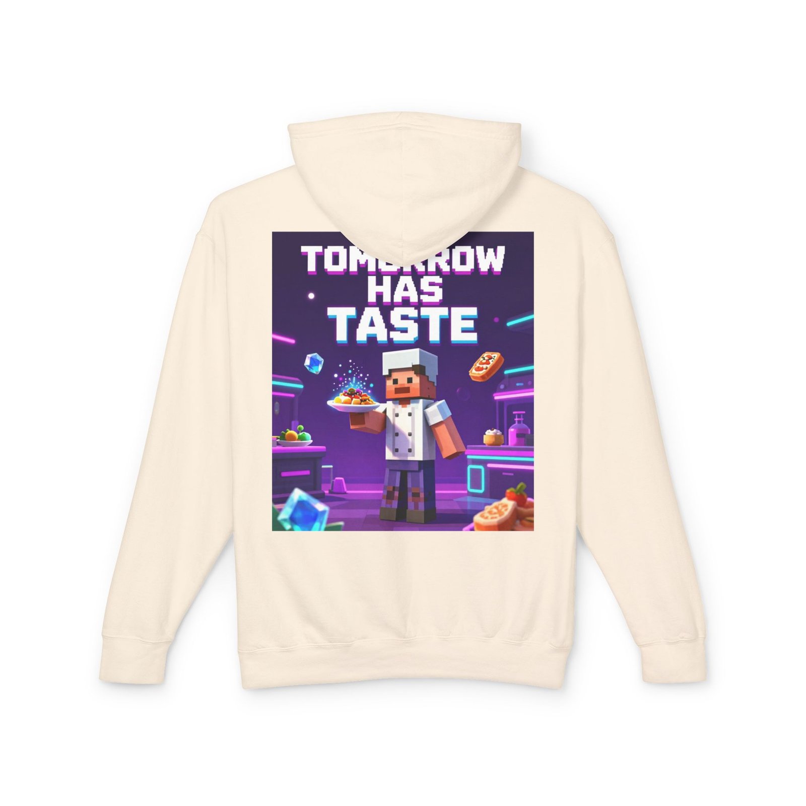 Tomorrow Has Taste Hoodie — Retro Pixel Chef Gaming Sweatshirt - Image 2