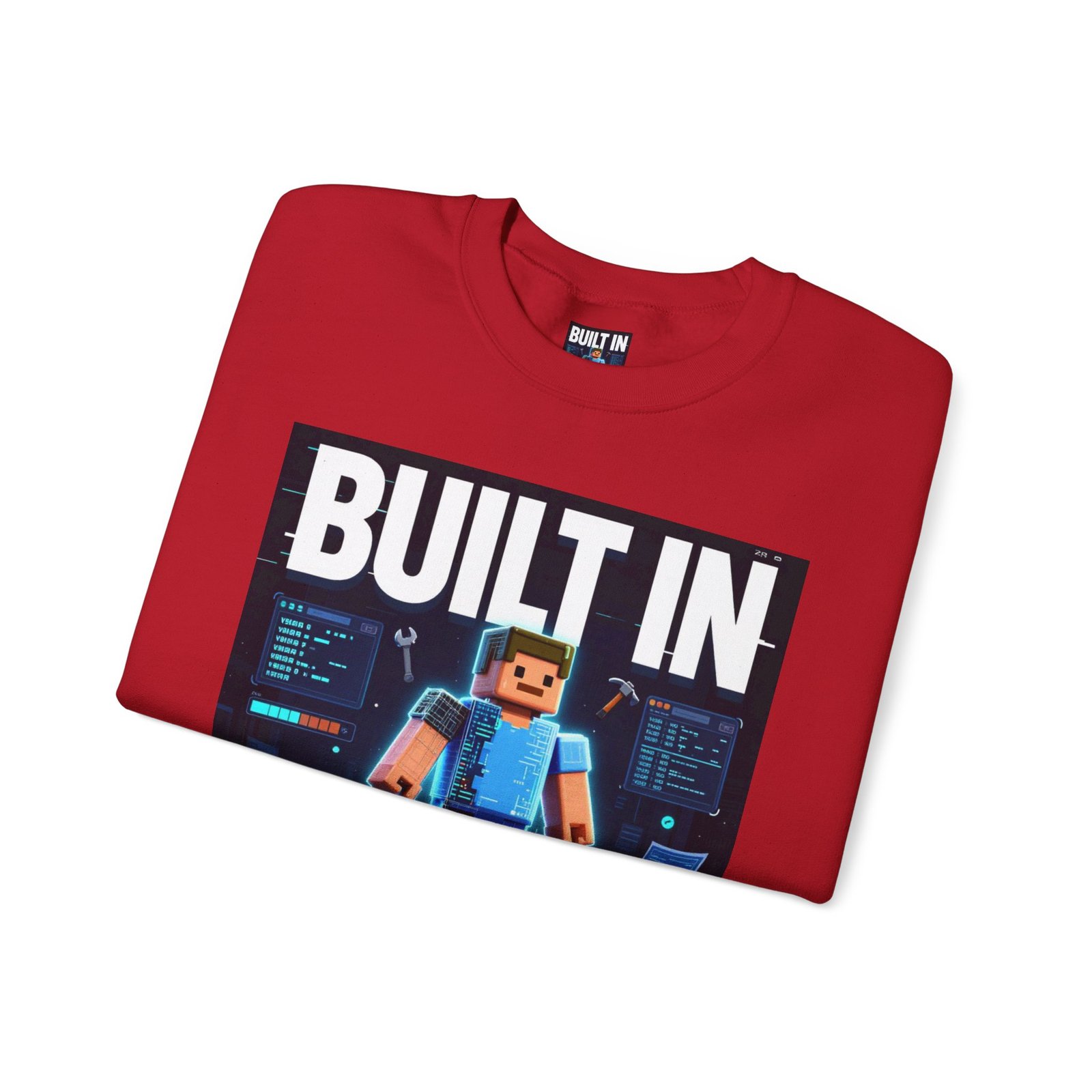 Built In Beta Crewneck Sweatshirt — Gamer Pixel Character Graphic - Image 55