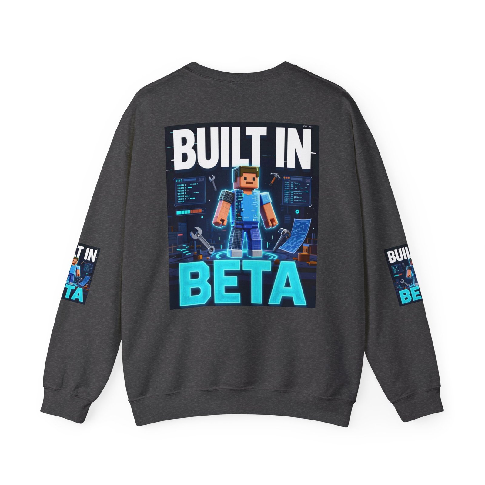 Built In Beta Crewneck Sweatshirt — Gamer Pixel Character Graphic - Image 34