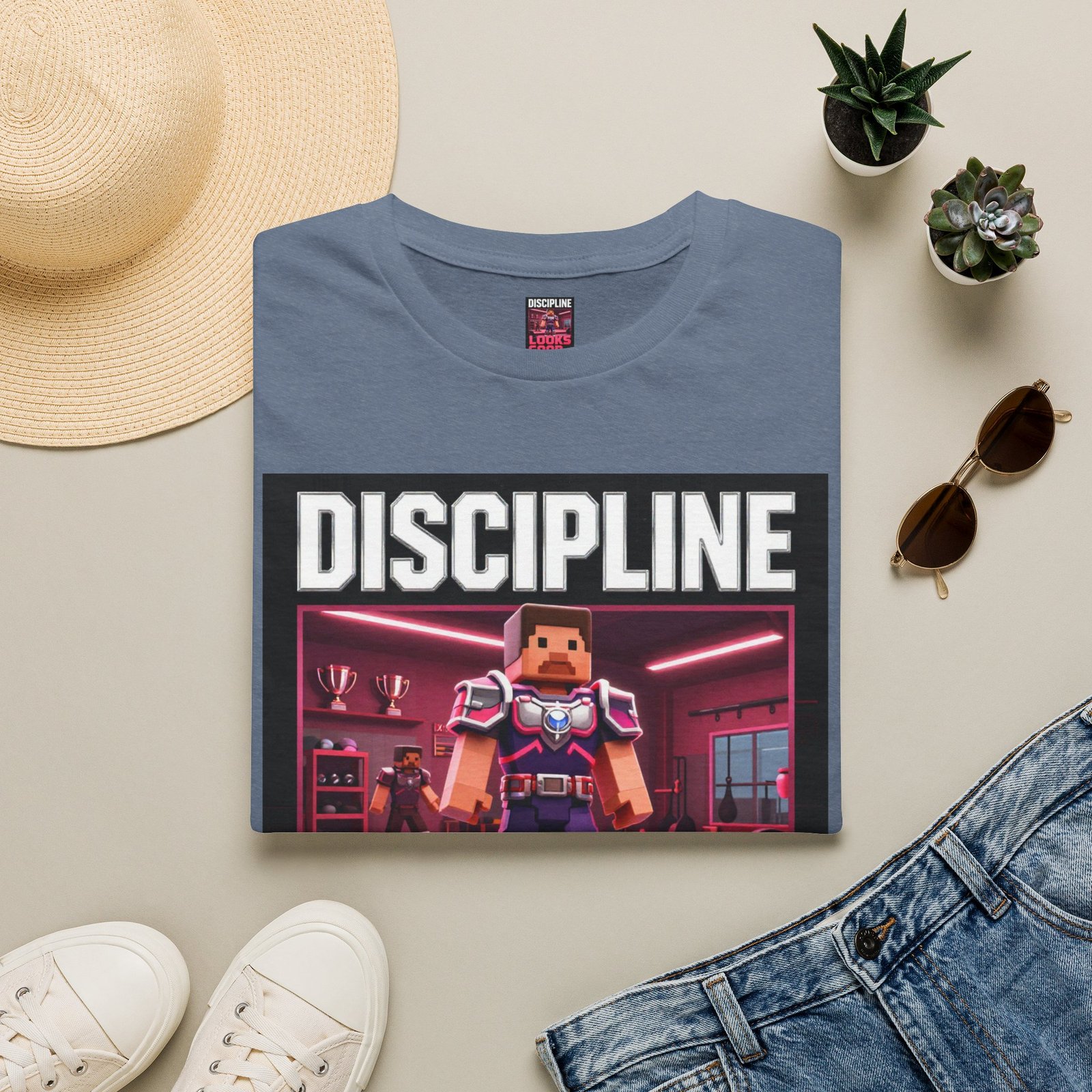 T‑Shirt — 'DISCIPLINE Looks Good' Gamer Pixel Armor Tee - Image 29
