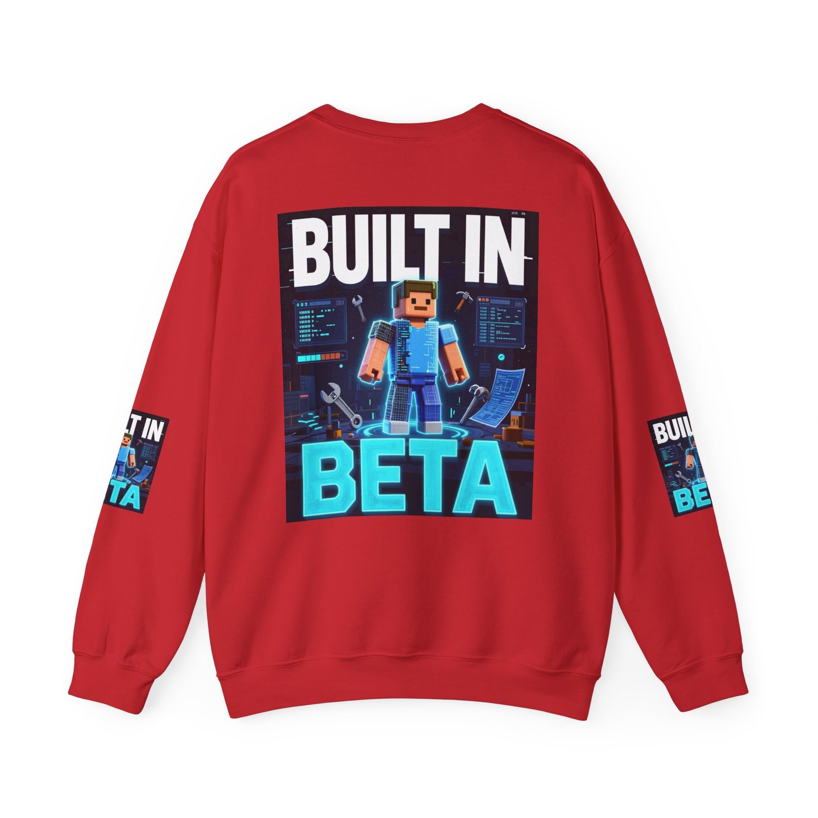 Built In Beta Crewneck Sweatshirt — Gamer Pixel Character Graphic - Image 46