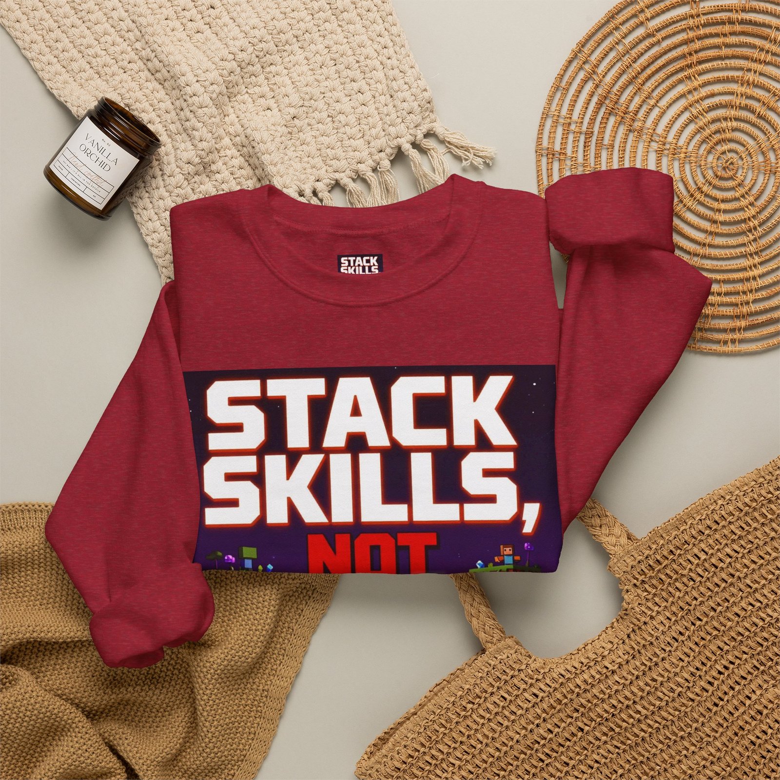 Crewneck Sweatshirt — "Stack Skills, Not Excuses" Motivational Gamer Graphic - Image 52